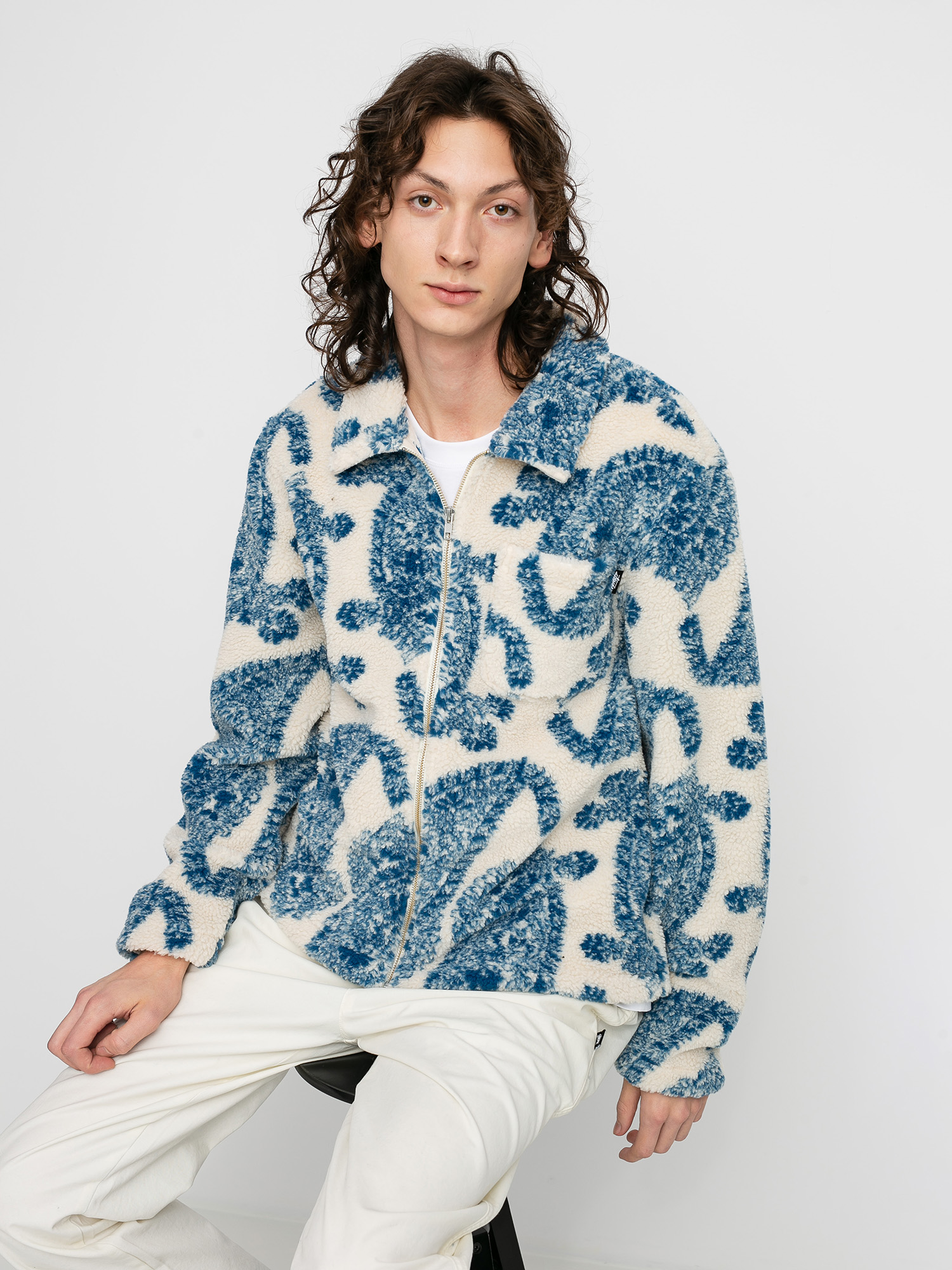 Stussy Big Paisley Full Zip Sherpa Jacke (natural)