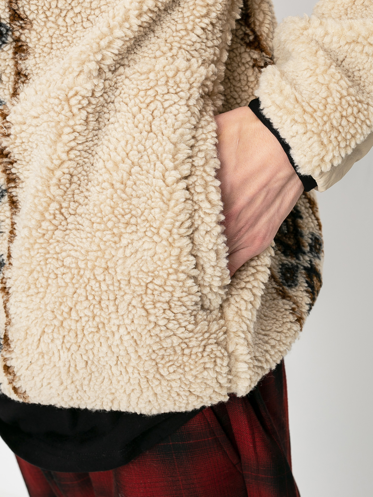 Mens Stussy Lima Jacquard Sherpa Fleece  (beige)