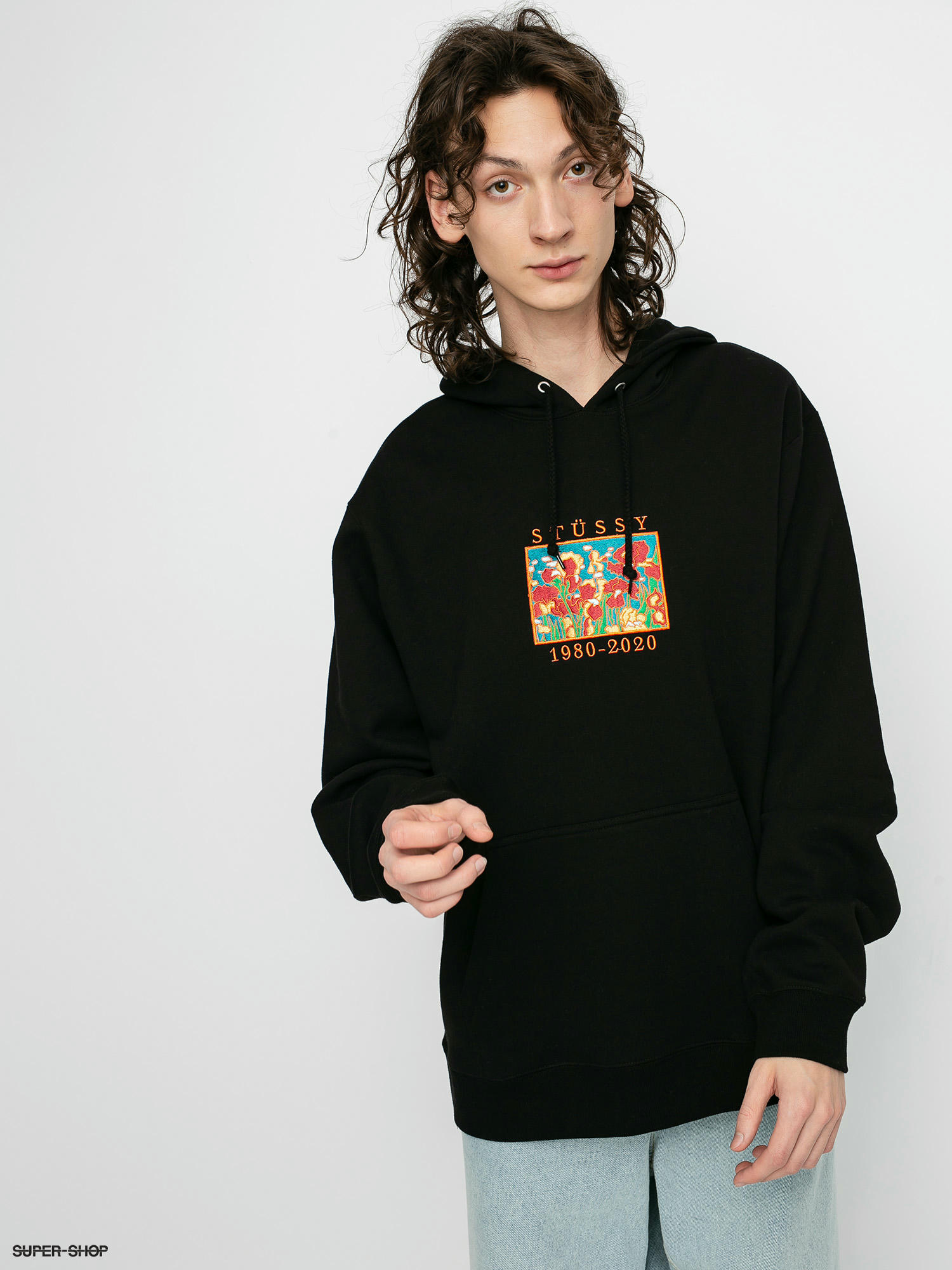 Stussy irises 2025 hoodie black