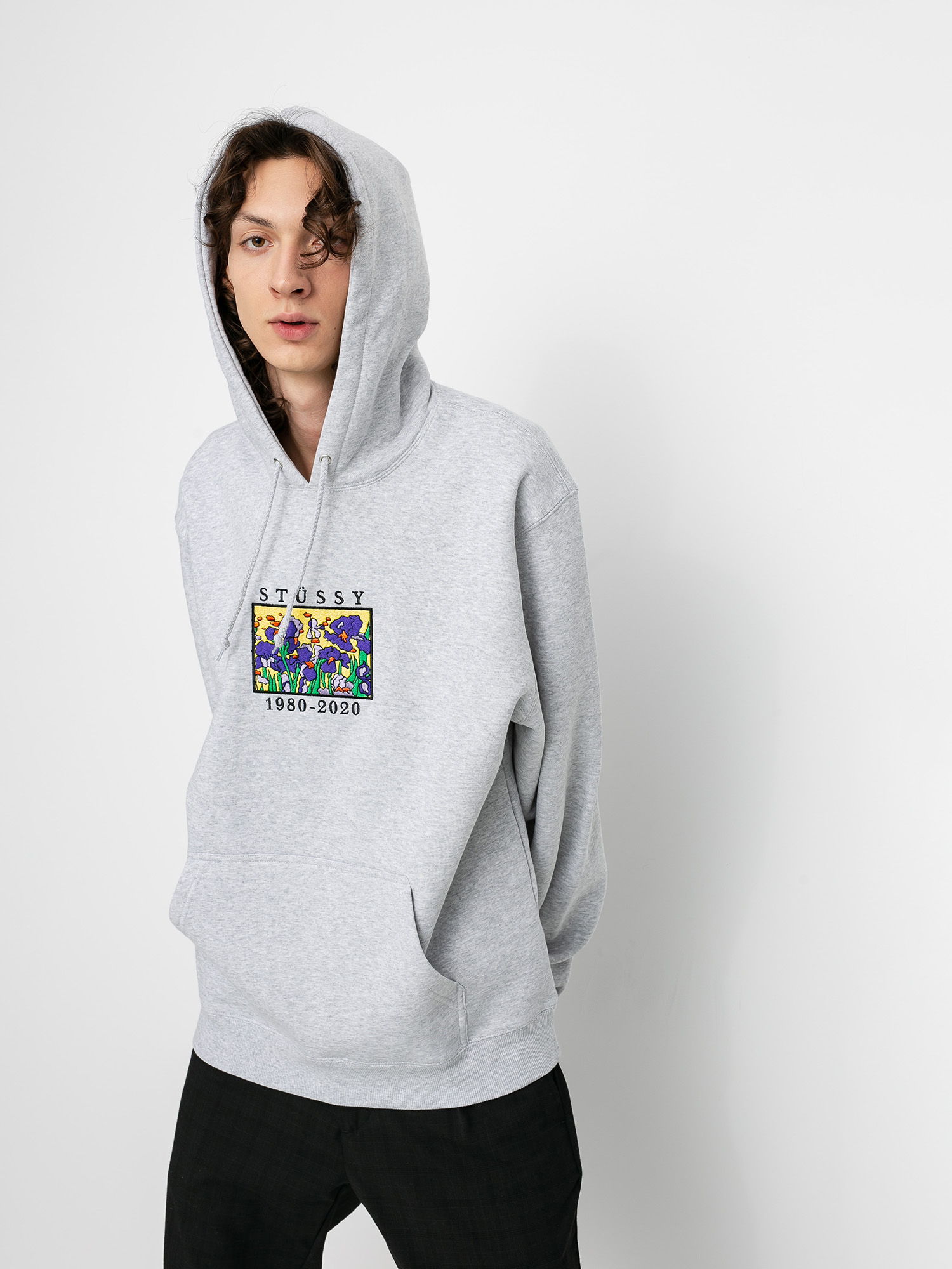 Stussy irises hoodie grey new arrivals