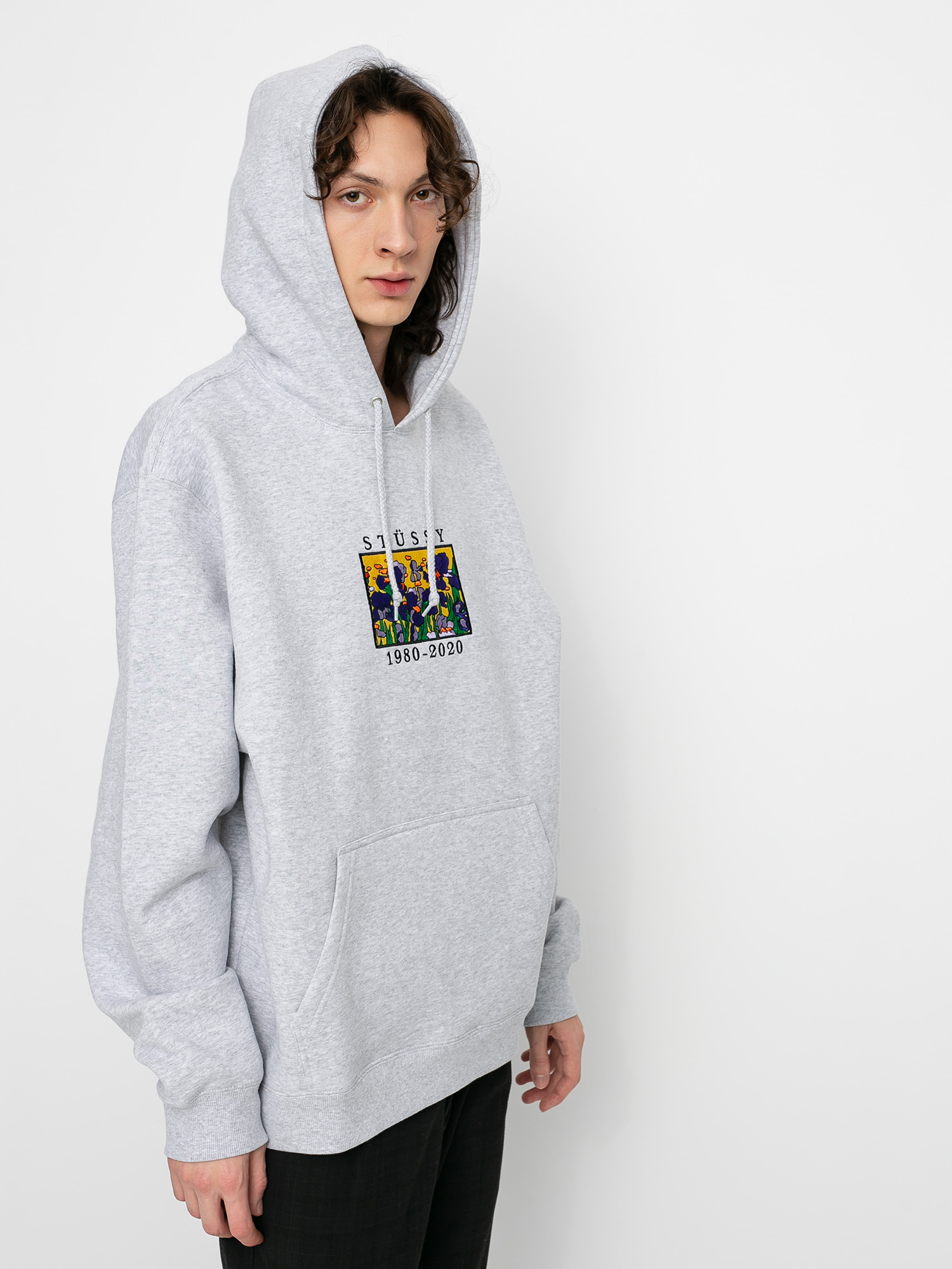 Stussy irises hoodie grey new arrivals