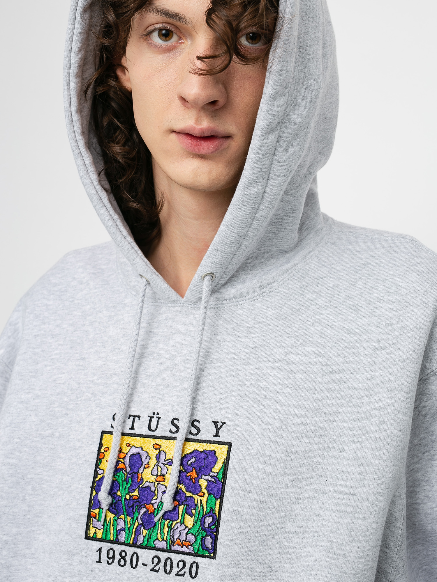 Stussy irises hoodie grey new arrivals