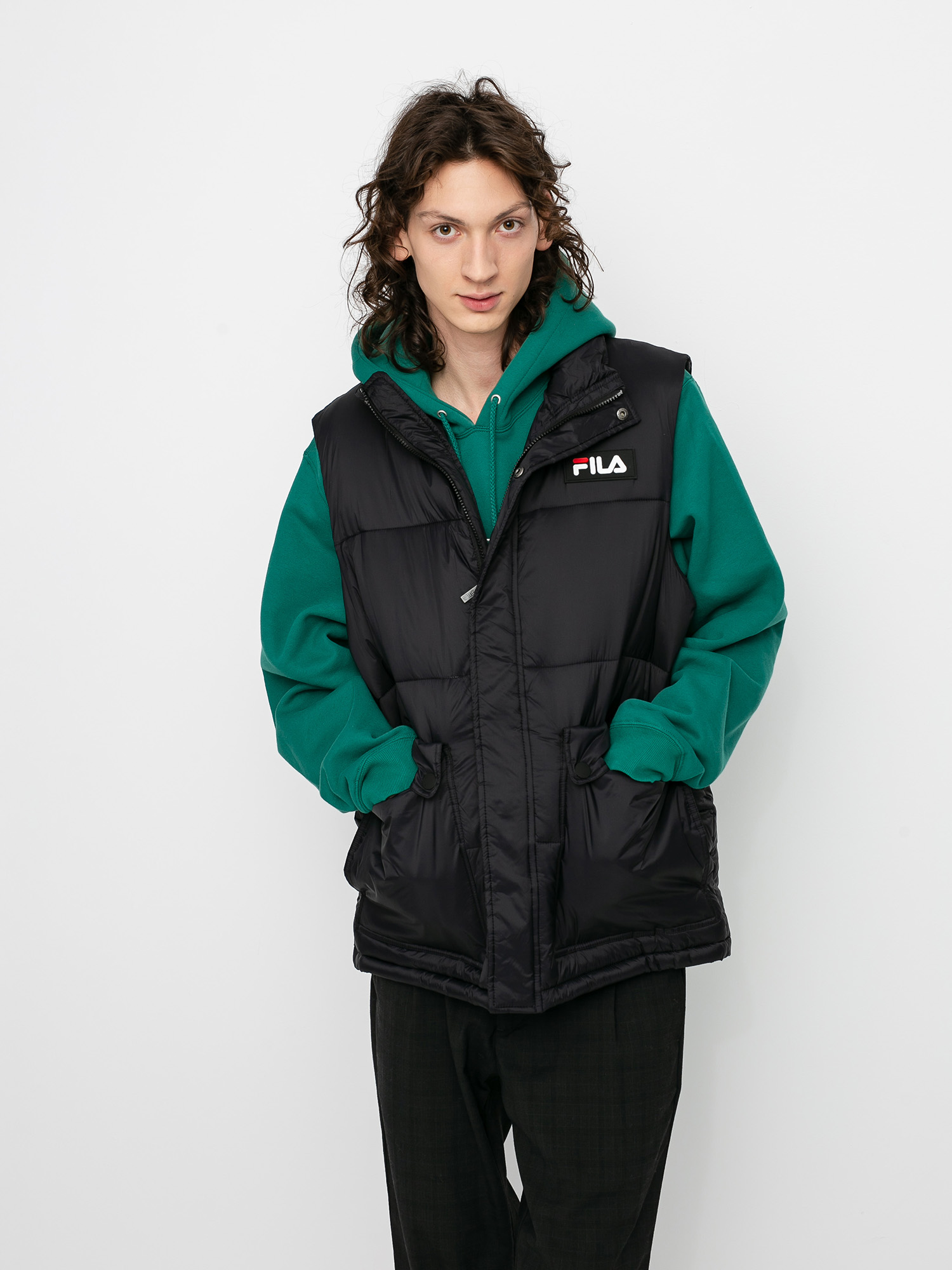 Fila padded jacket with logo tape detail best sale