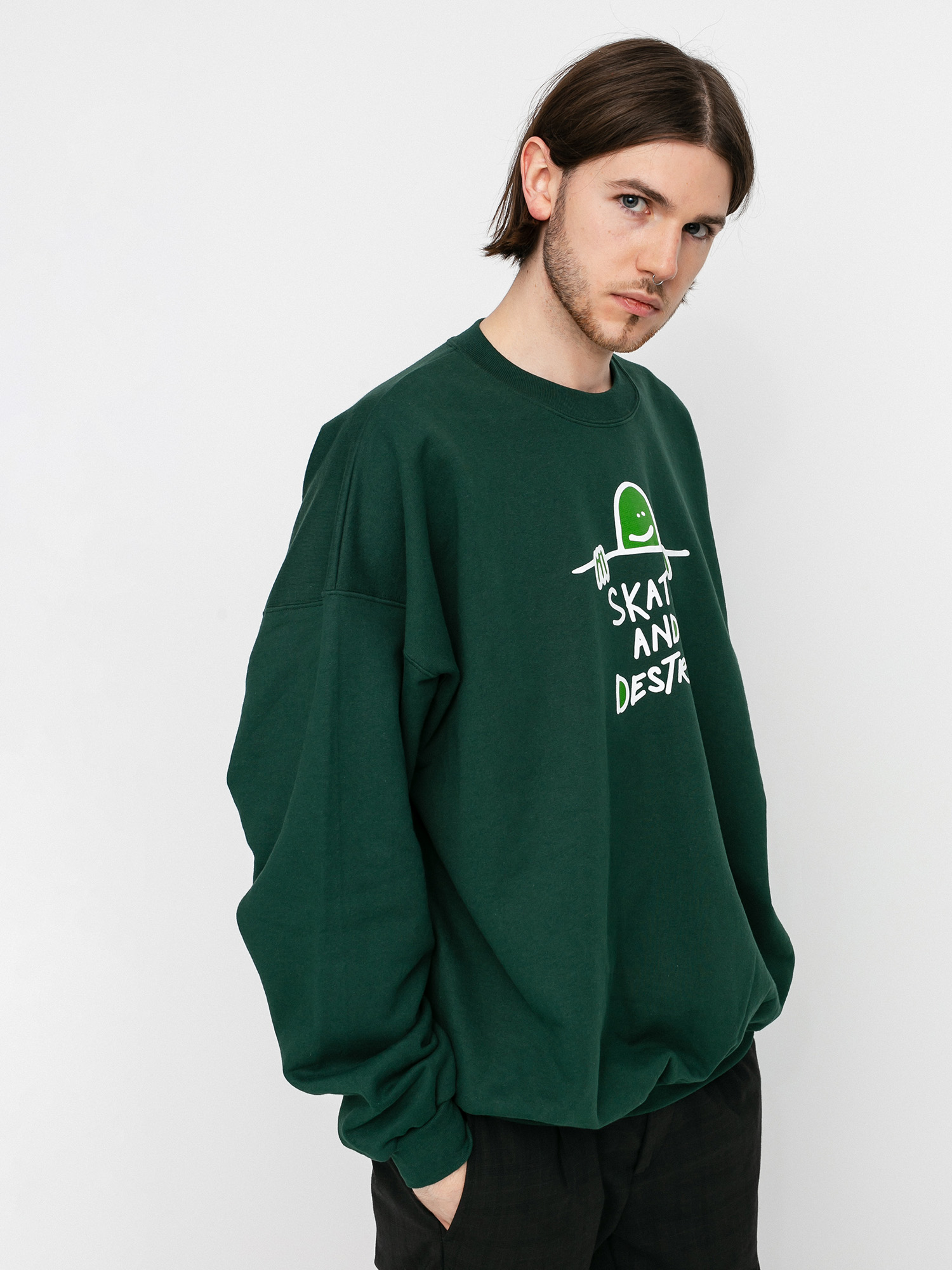 Thrasher Gonz Sad Logo Crew Sweatshirt (forest green)