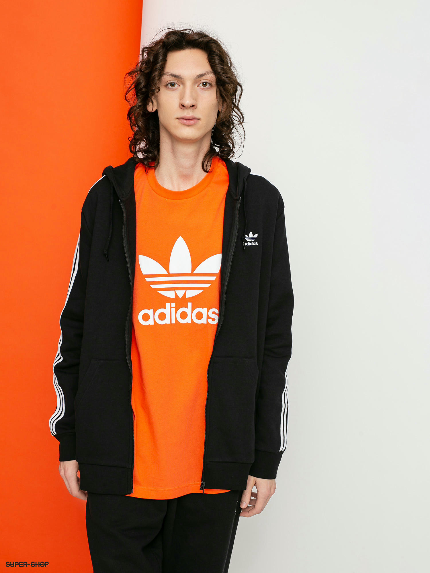 Adidas hoodie orange stripes best sale