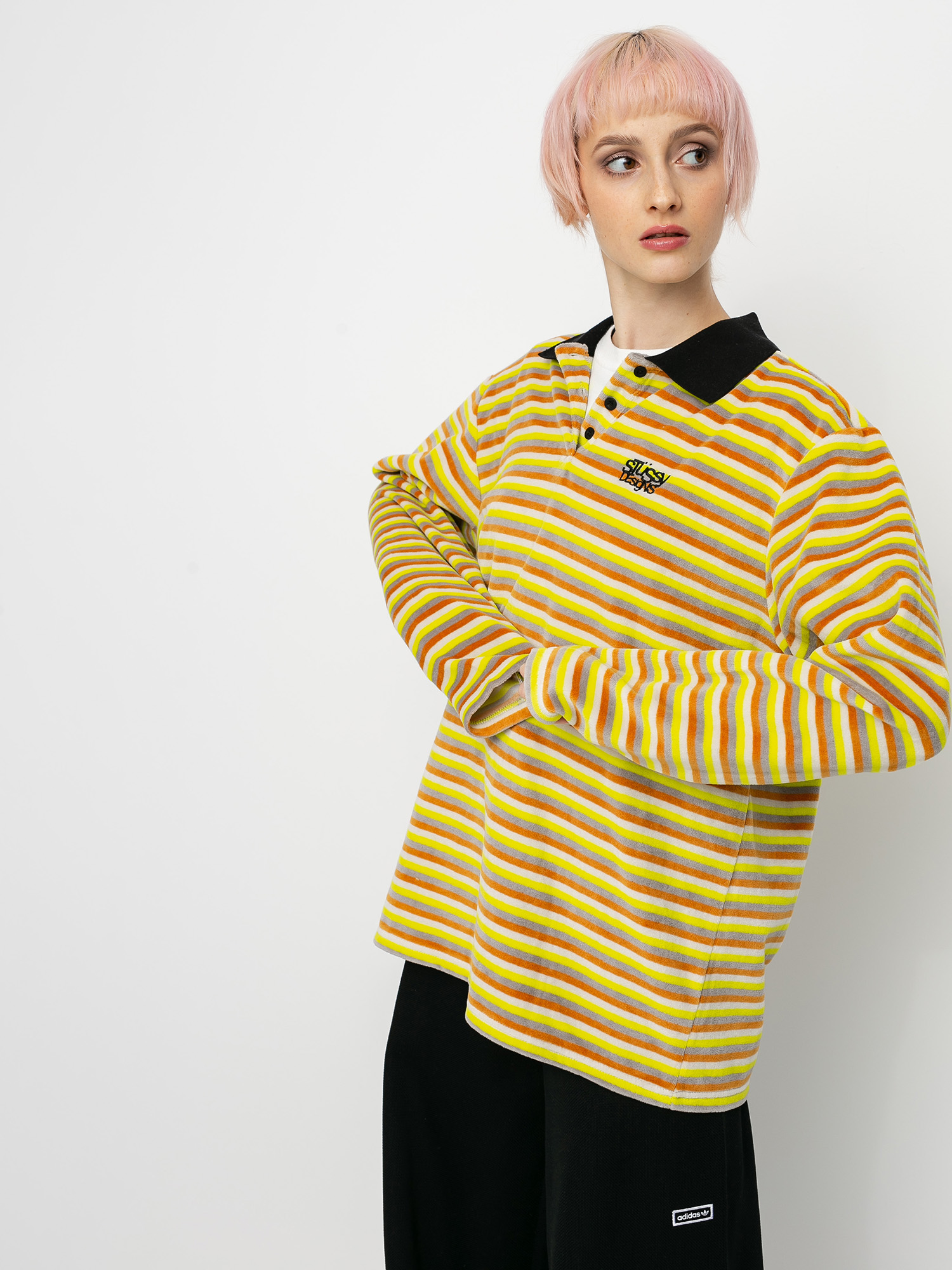 Stussy Rosemary Velour Stripe Longsleeve Wmn (yellow)