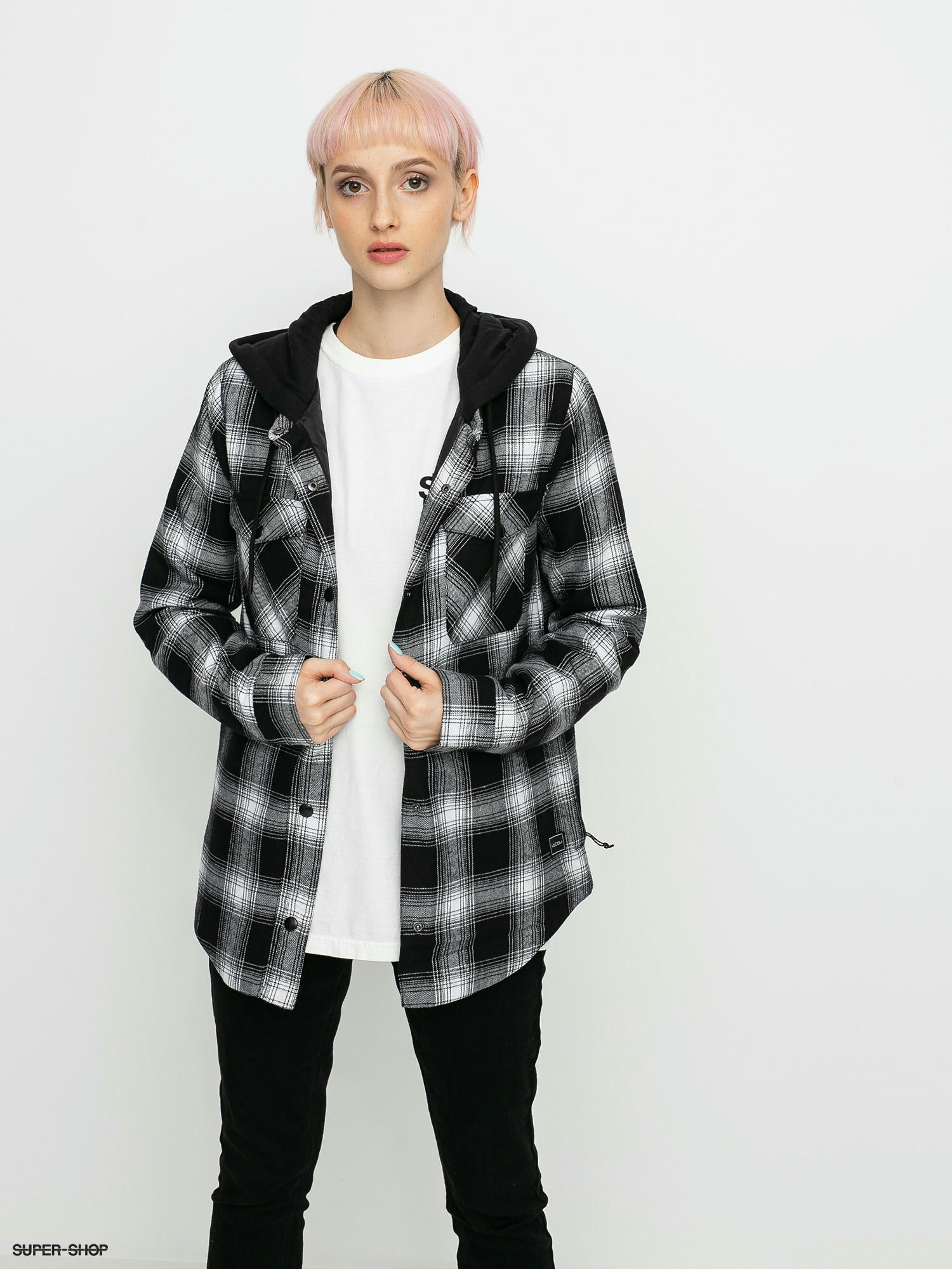 volcom hooded flannel