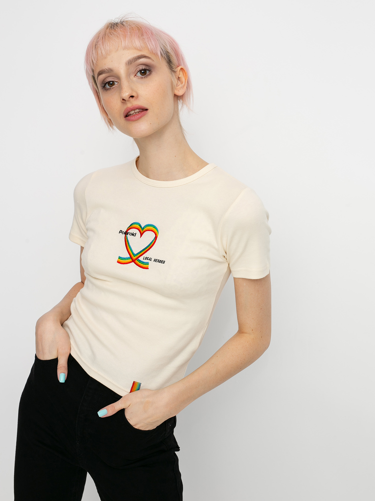 Local Heroes X Polaroid Ribbon Heart Slim T-Shirt Wmn (cream)