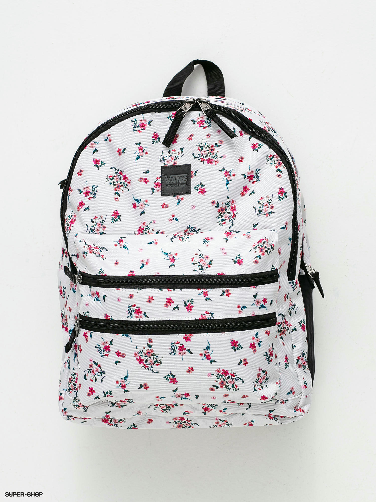 white floral backpack