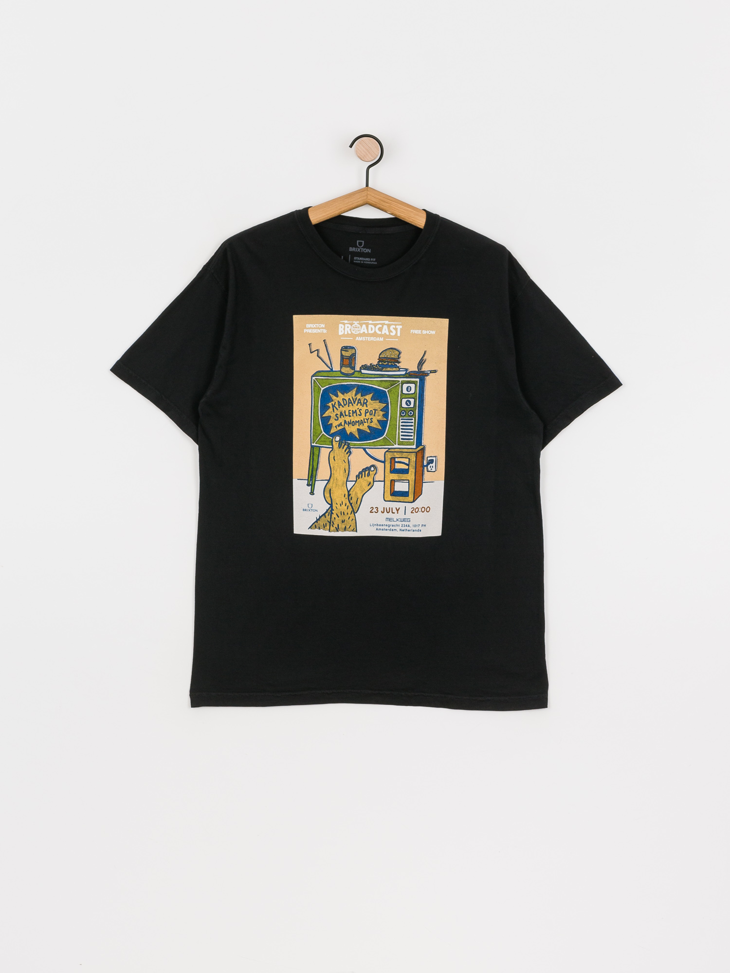 Brixton Amsterdam Brxtn Broadcast T-shirt (black garment dye)