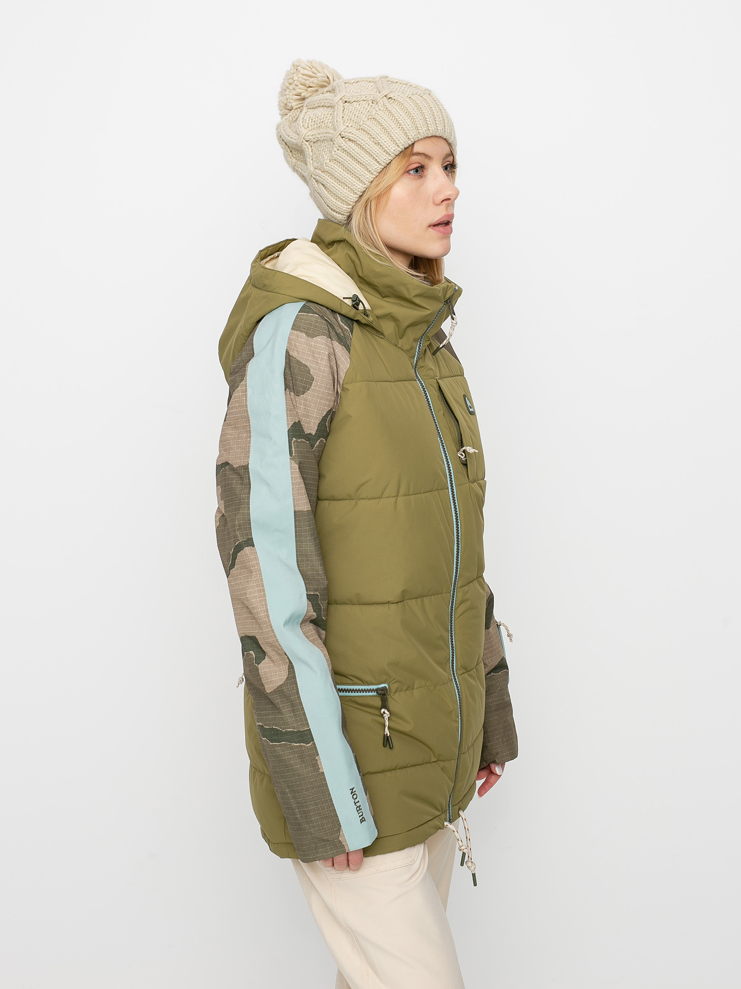 Womens Burton Keelan Snowboard jacket (martini olive/barren camo/ether blue)