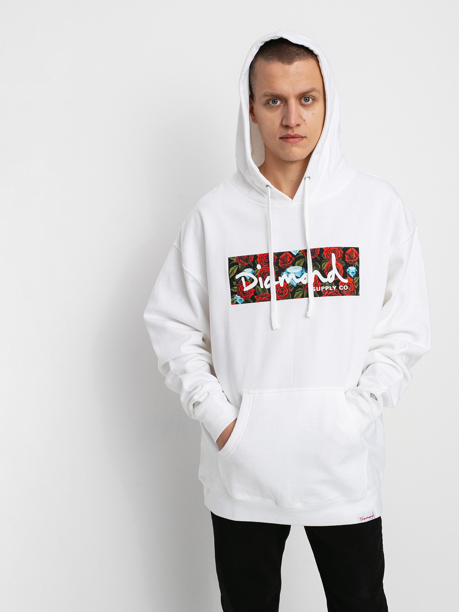 Diamond Supply Co Roses Box Hd Hoodie White