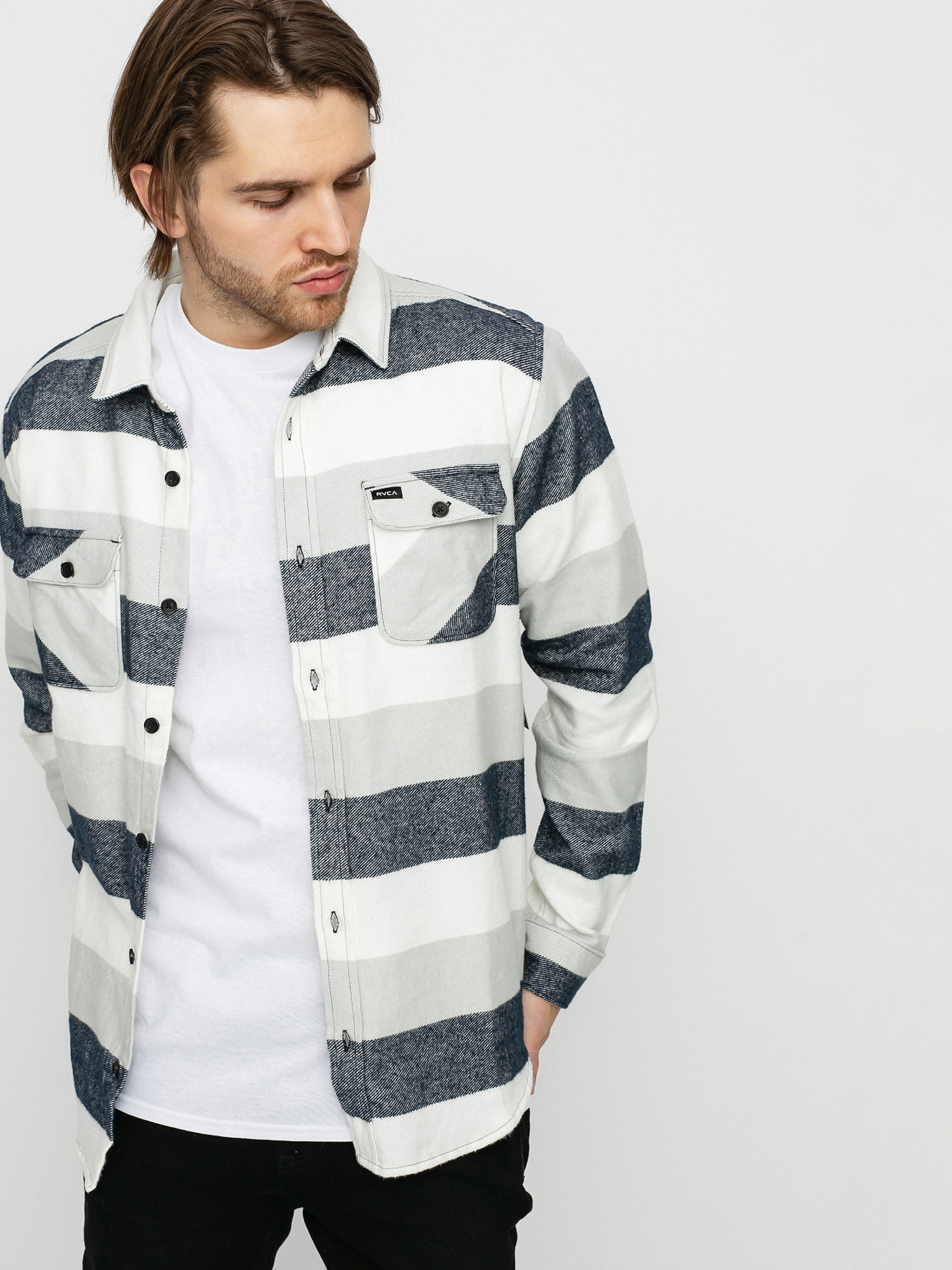 RVCA Shallows Stripe Flan Ls Shirt (mirage)