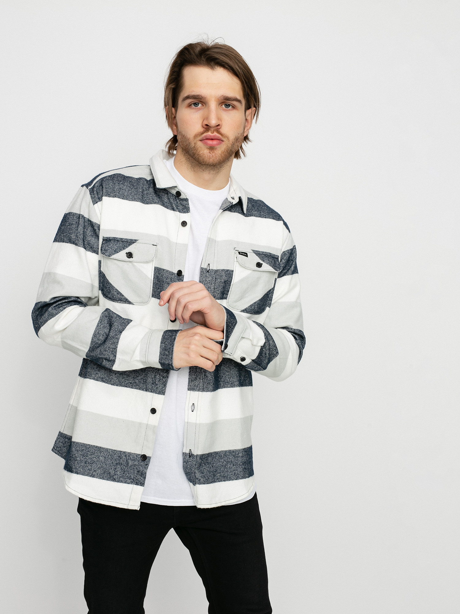 RVCA Shallows Stripe Flan Ls Shirt (mirage)
