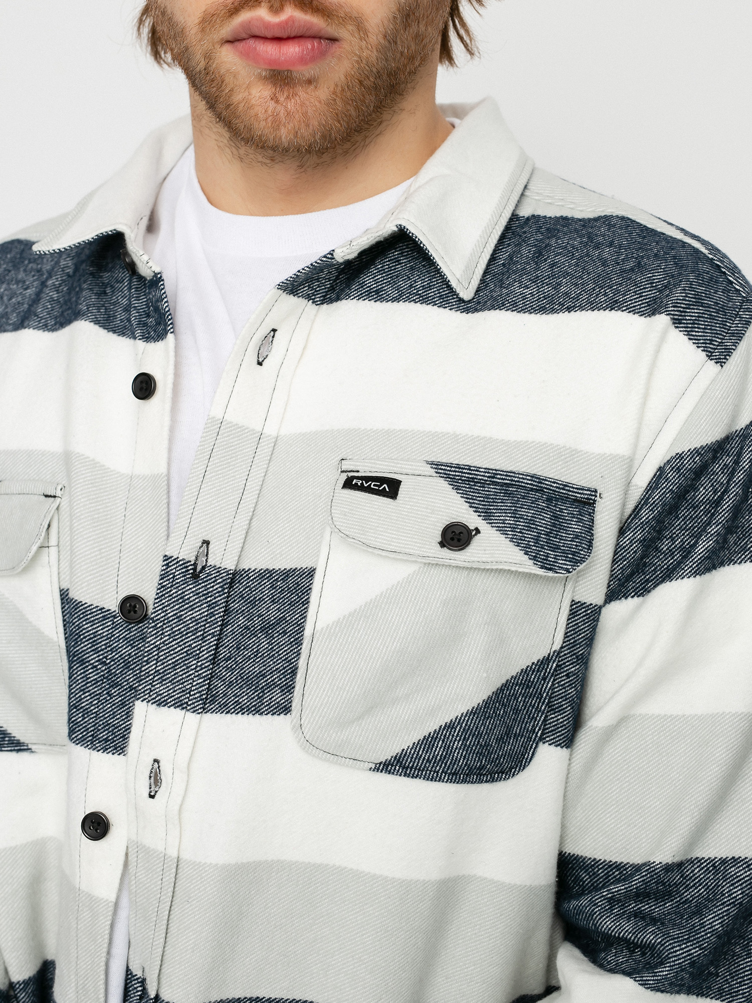 RVCA Shallows Stripe Flan Ls Shirt (mirage)