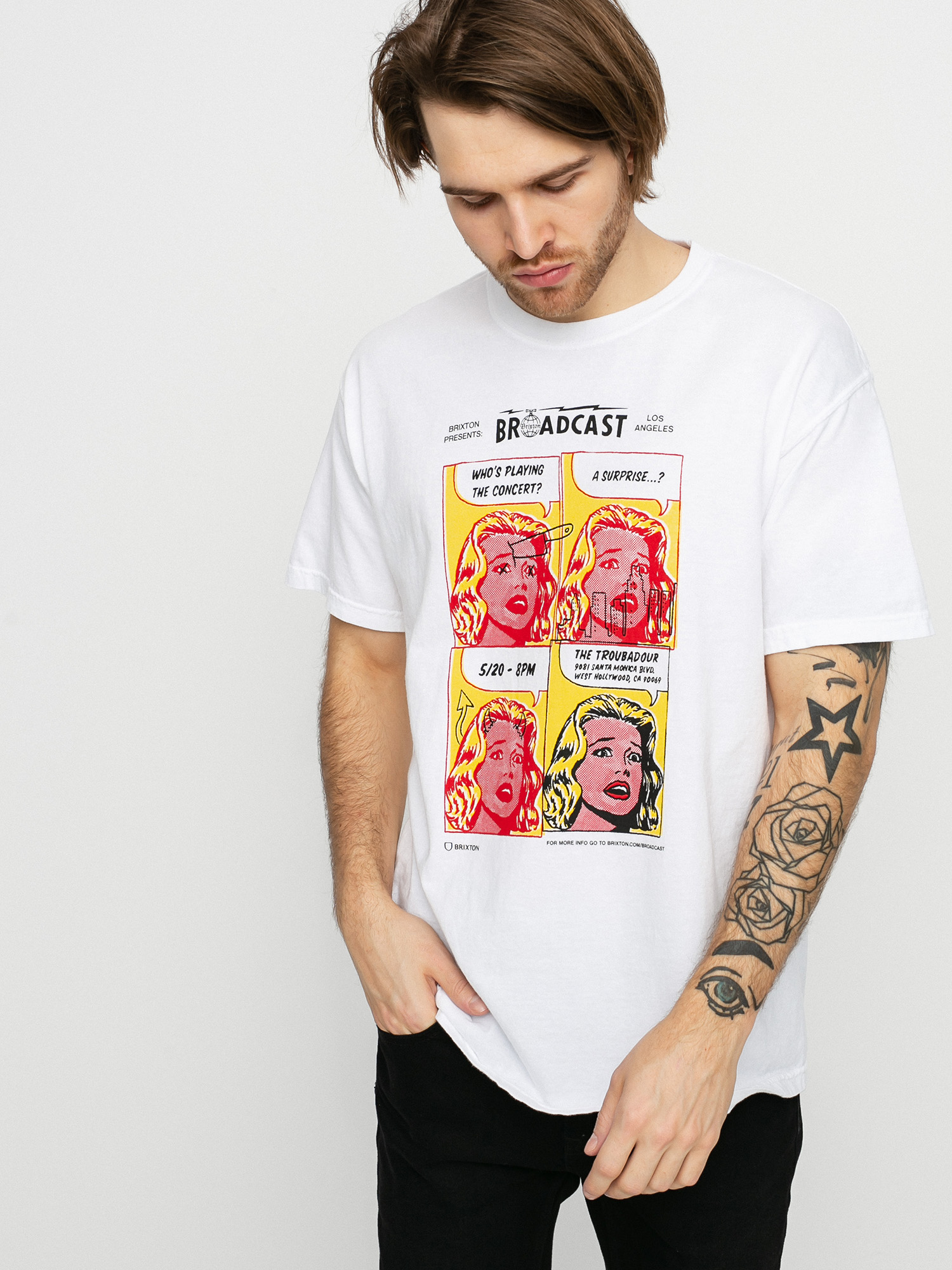 Brixton La Brxtn Broadcast Stt T-shirt (white garment dye)