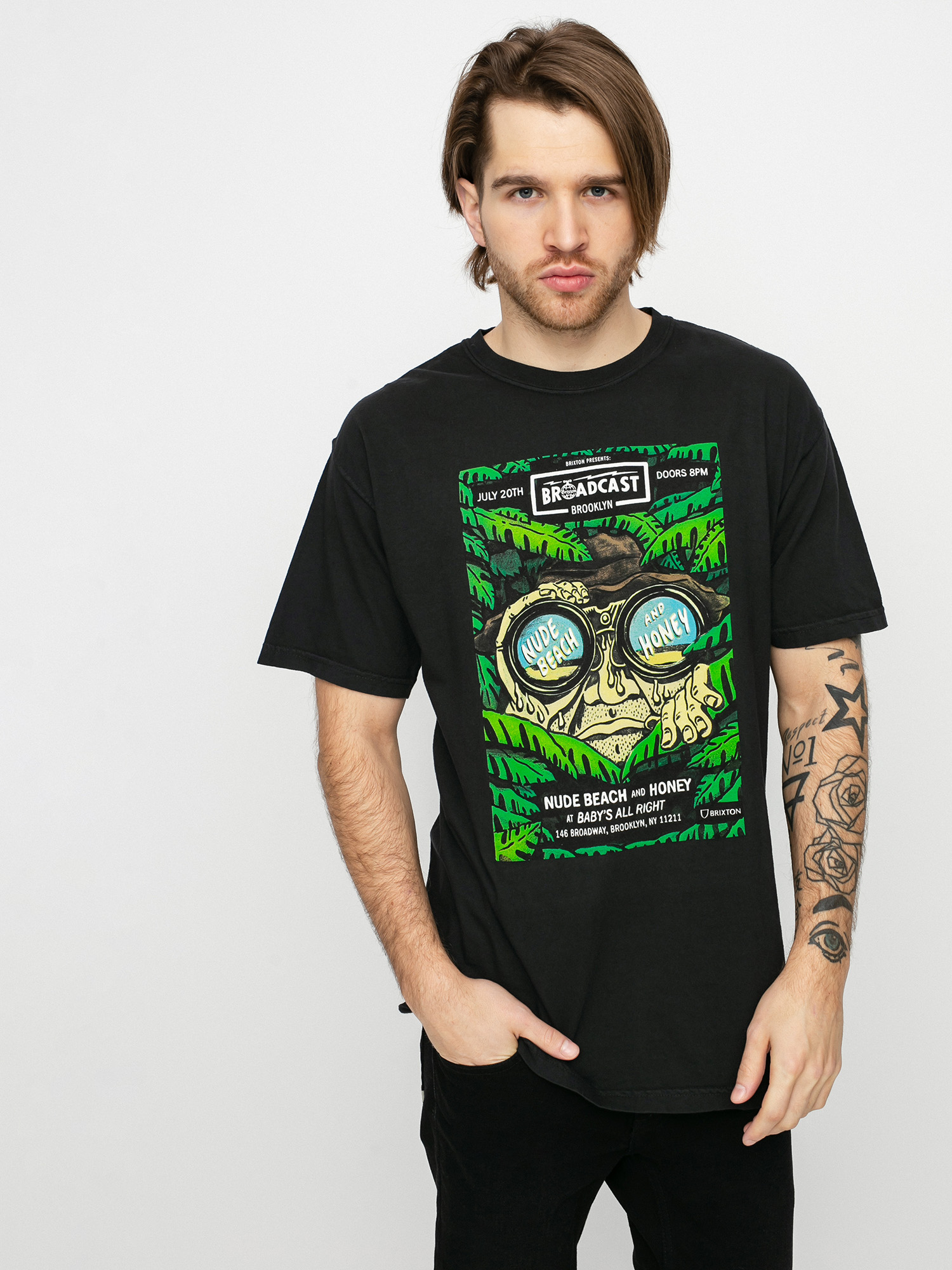 Brixton Brooklyn Brxtn Broadcast S T-Shirt (black garment dye)