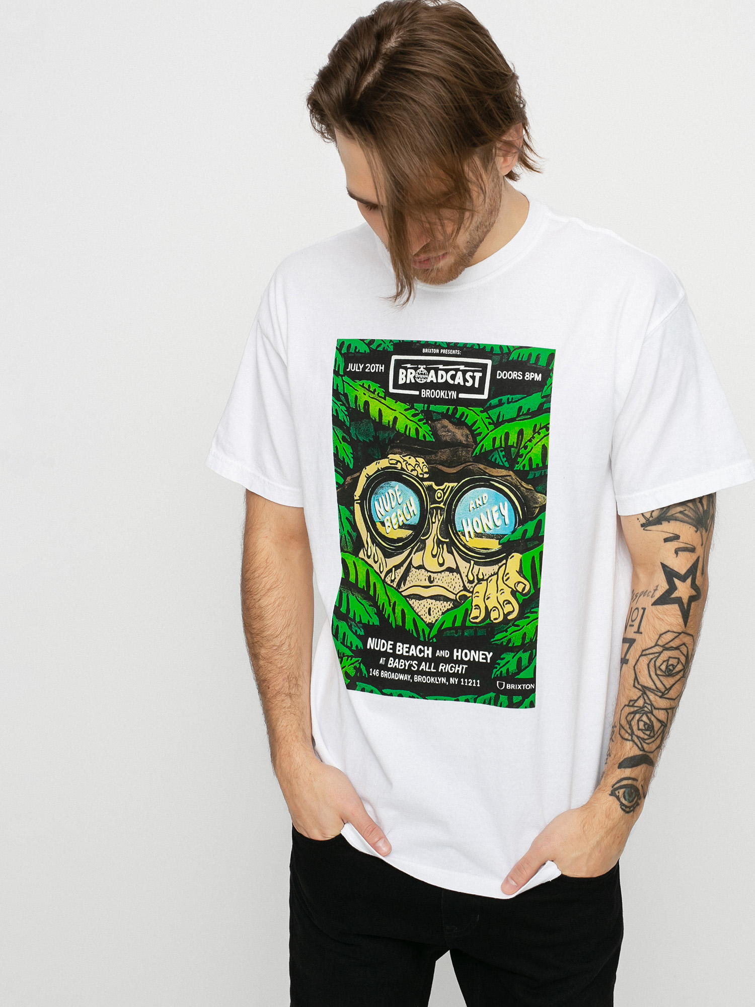 Brixton Brooklyn Brxtn Broadcast S T-shirt (white garment dye)