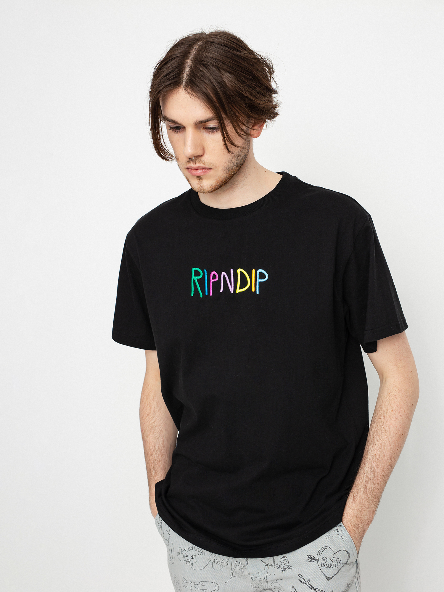 RipNDip Logo Embroidered Art T-shirt (black)