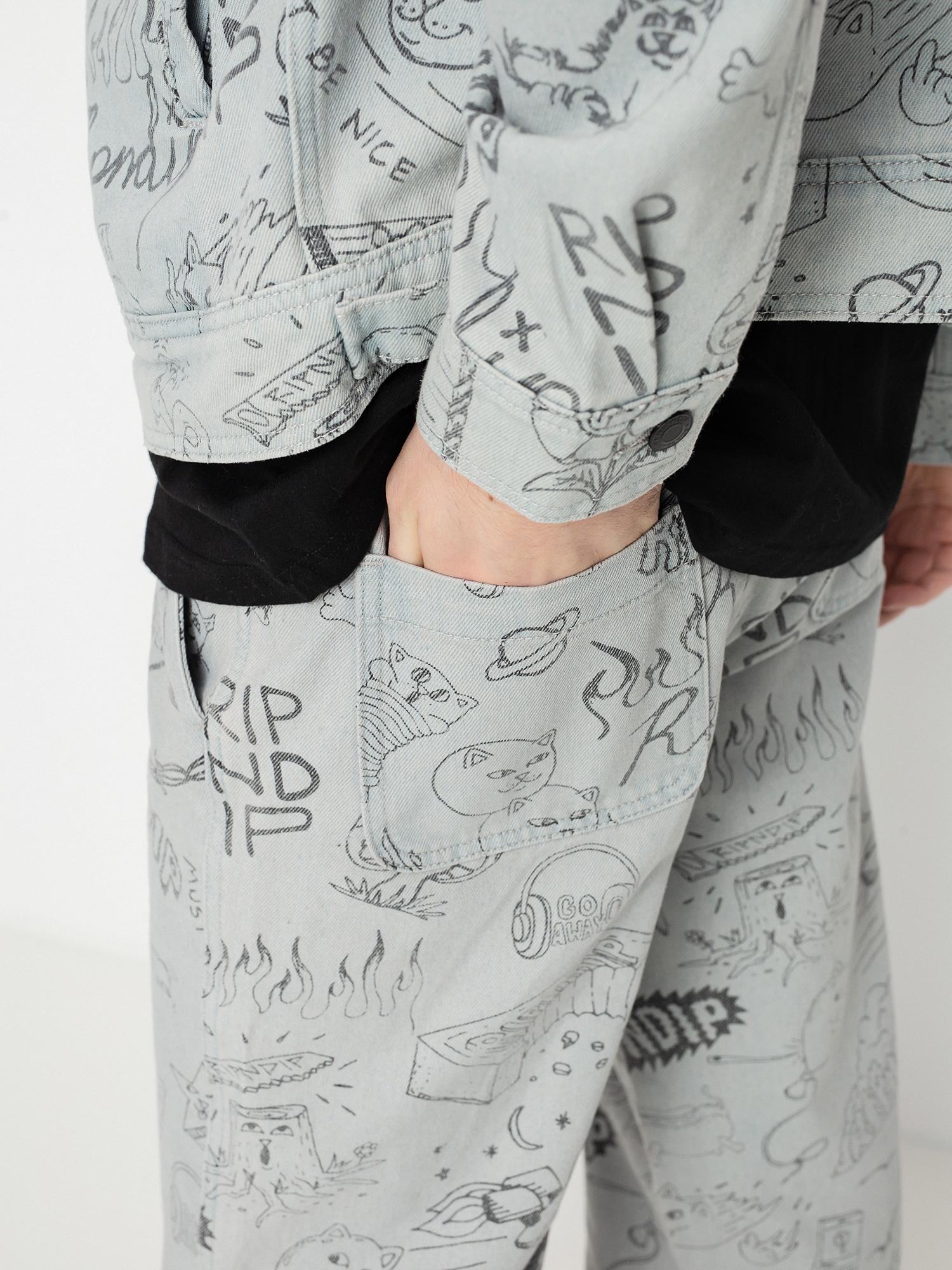 RipNDip Sharpie Denim Pants - grey (light denim wash)
