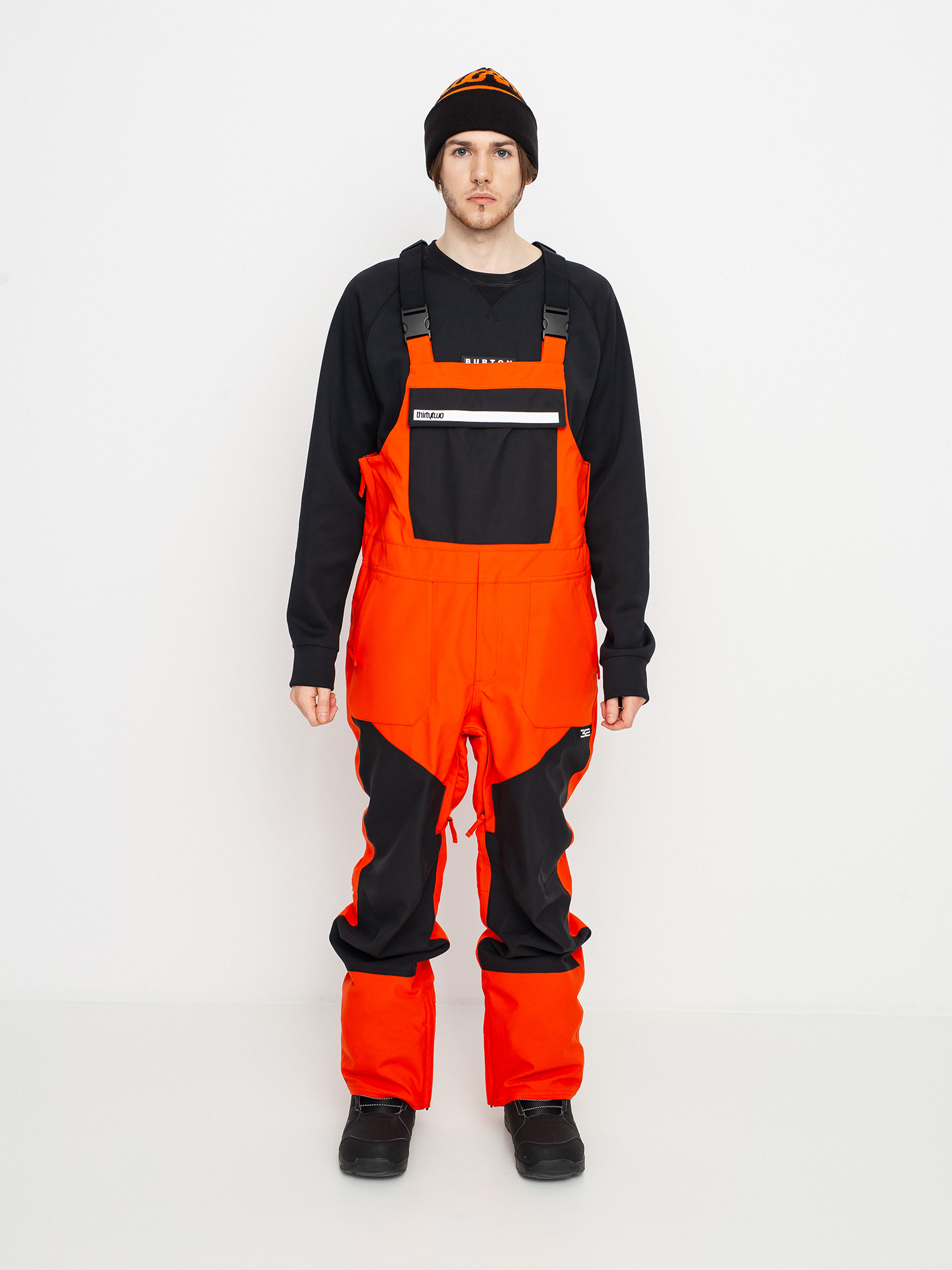 Mens ThirtyTwo Basement Bib Snowboard pants (orange)