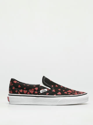 Vans Classic Slip On Shoes (valentines hearts black/racing red)