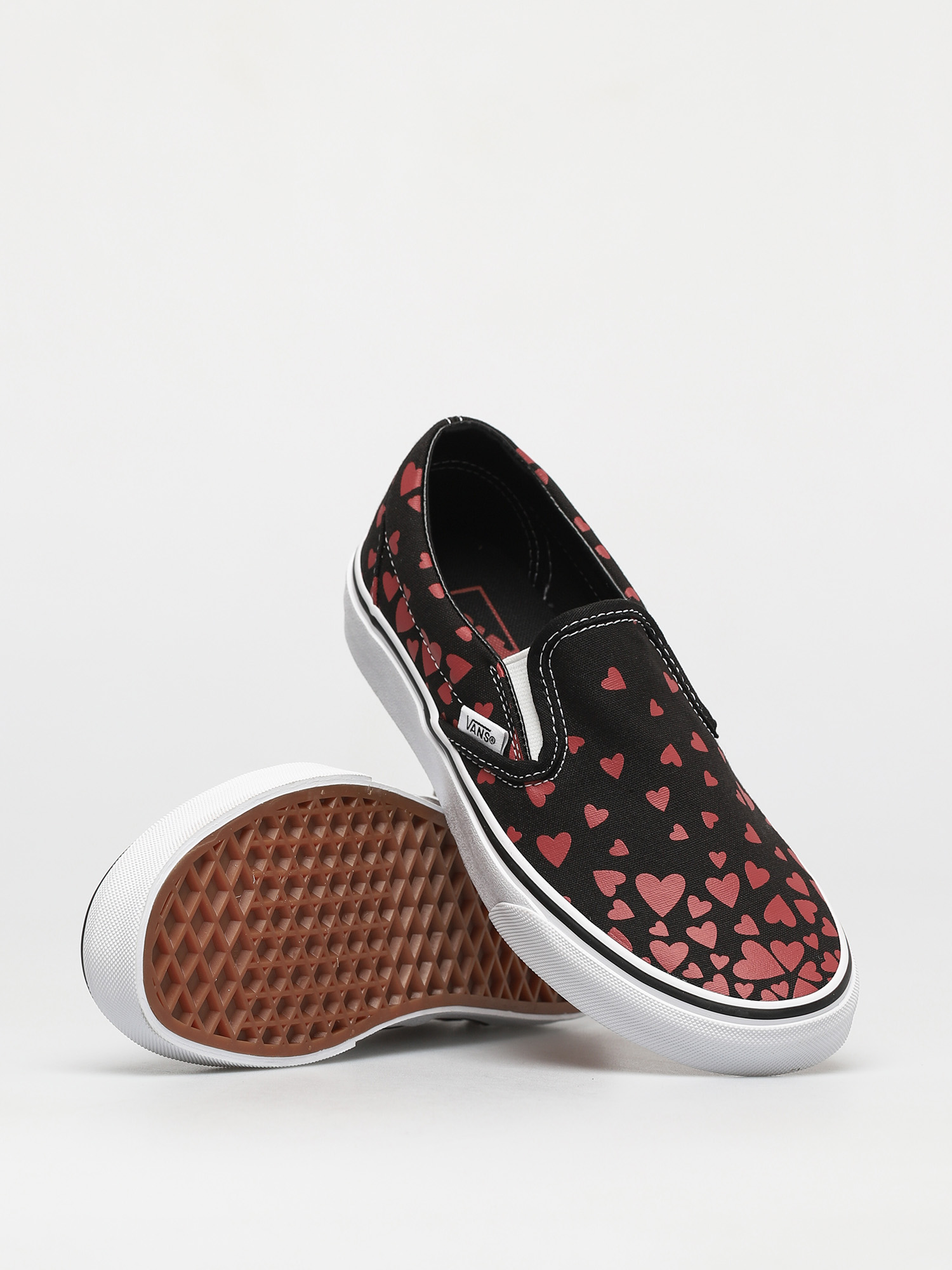 Vans Classic Slip On Shoes (valentines hearts black/racing red)