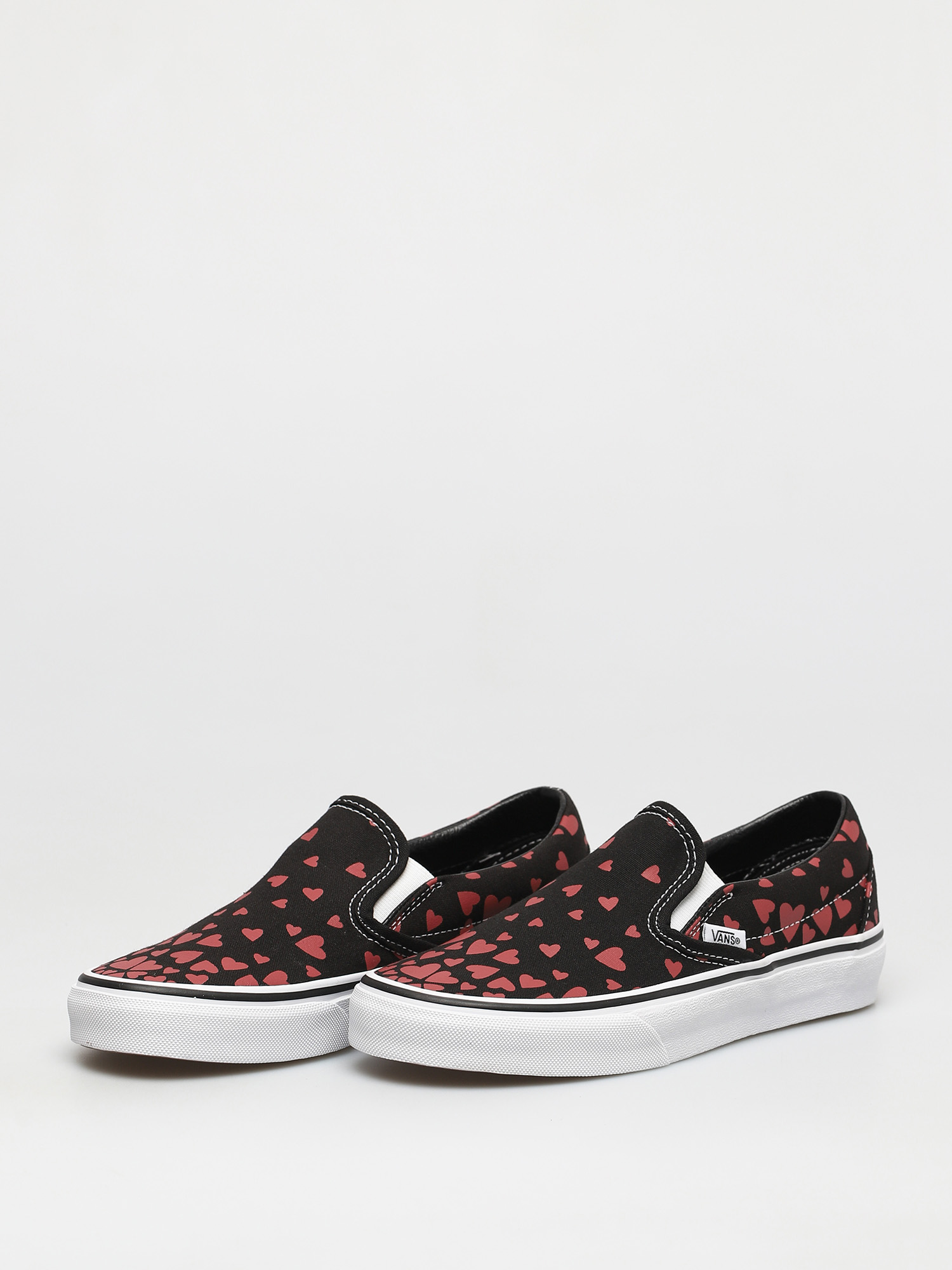 Vans Classic Slip On Shoes (valentines hearts black/racing red)