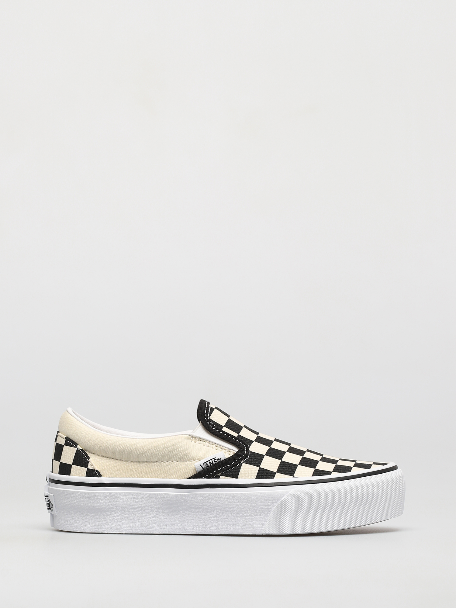 Vans Classic Slip On Platform Shoes (blk whtchckerboard/wht)