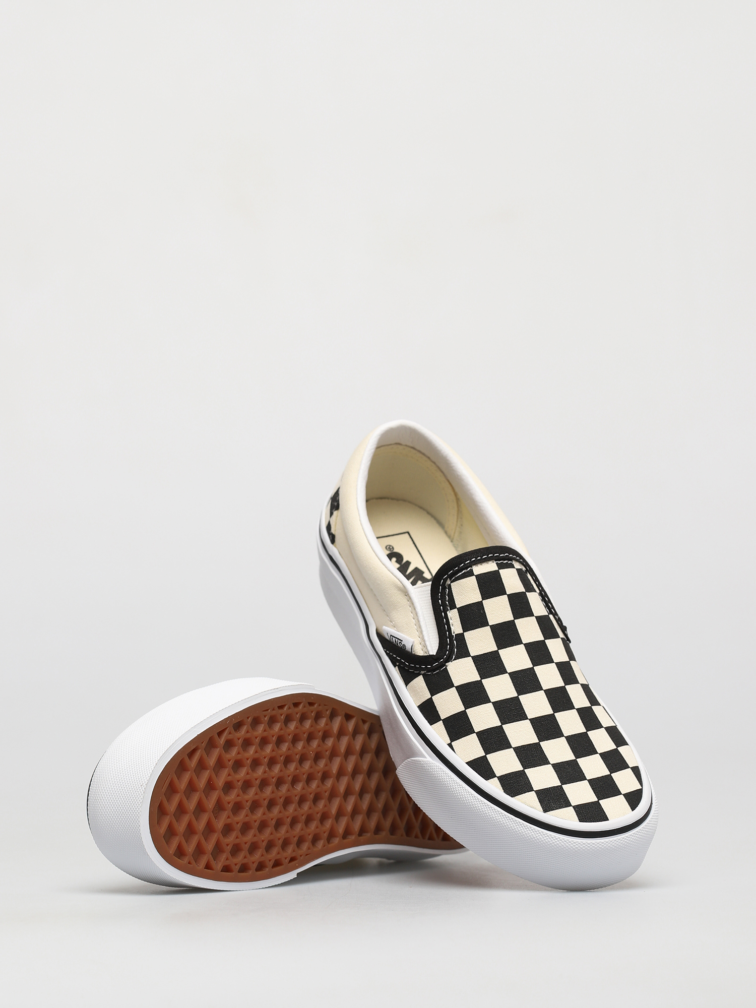 Vans Classic Slip On Platform Schuhe (blk whtchckerboard/wht)