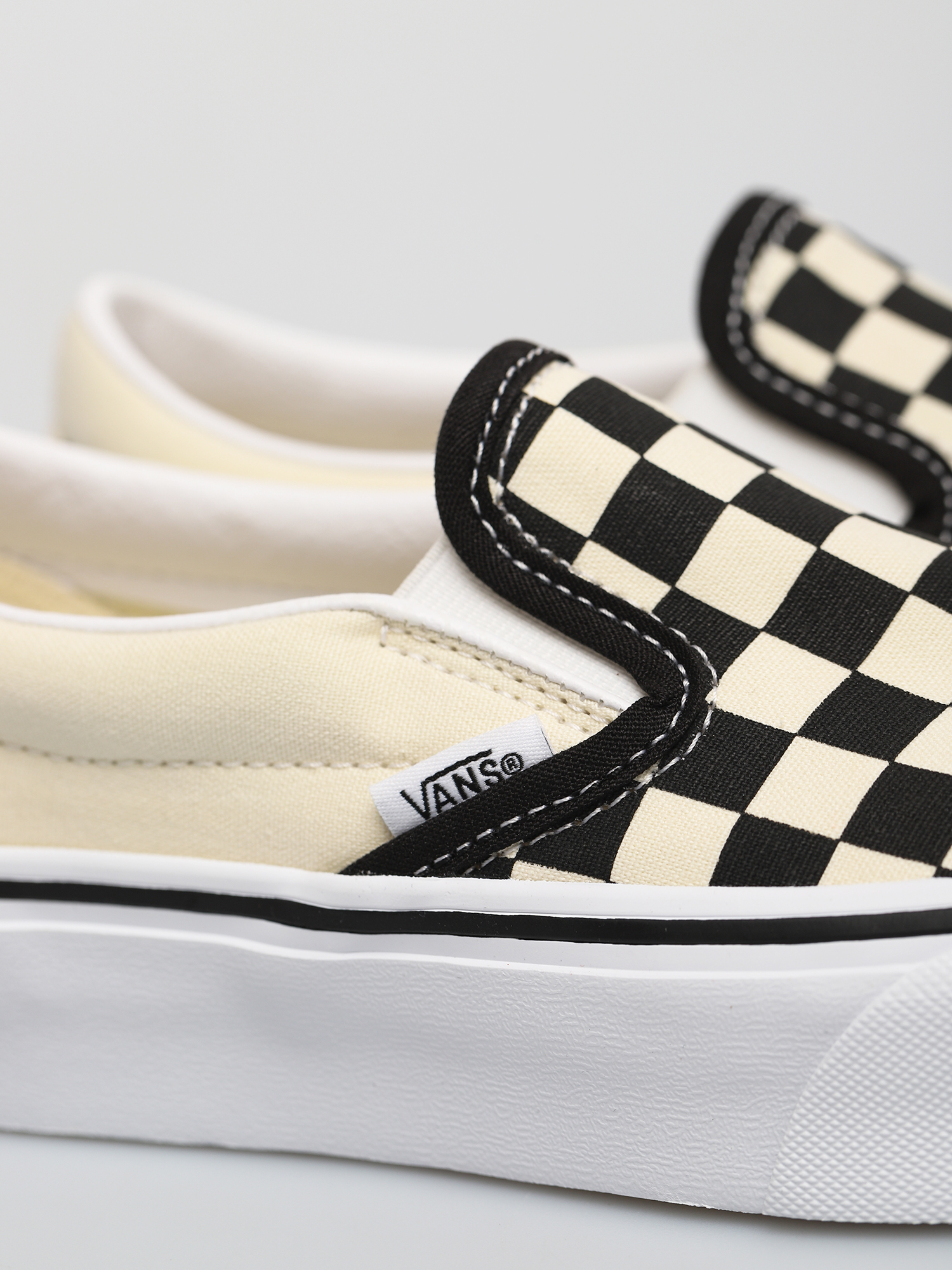 Vans Classic Slip On Platform Shoes (blk whtchckerboard/wht)