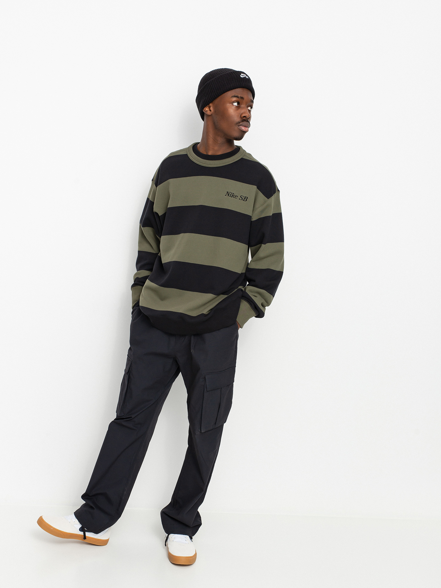 Nike SB Stripe Crew Sweatshirt (cargo khaki/black/black)