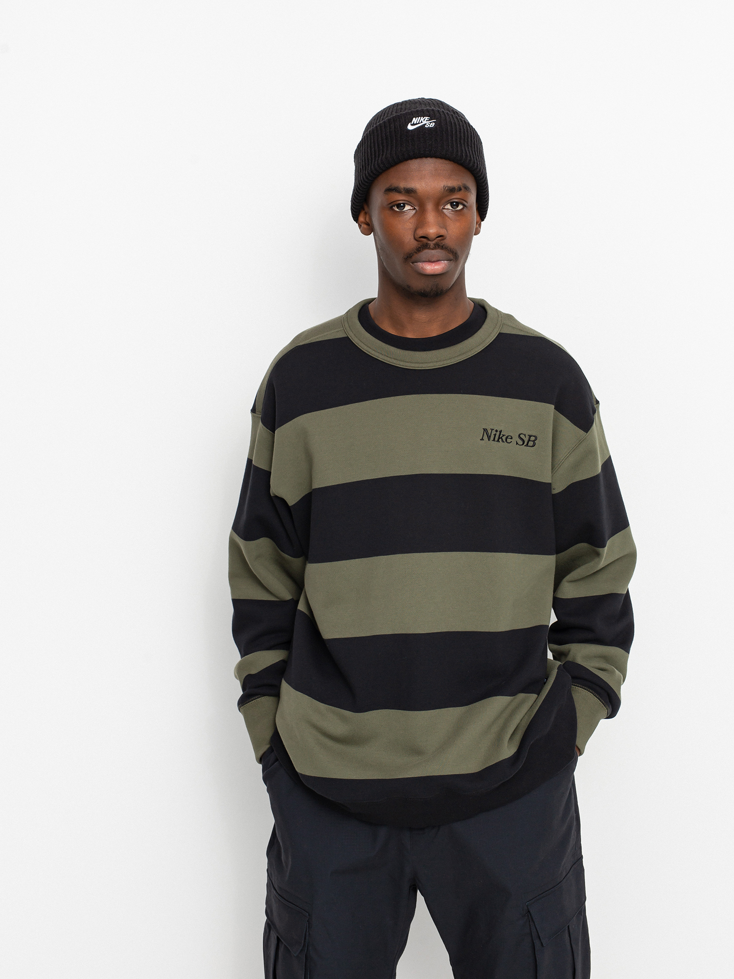 Nike SB Stripe Crew Sweatshirt (cargo khaki/black/black)