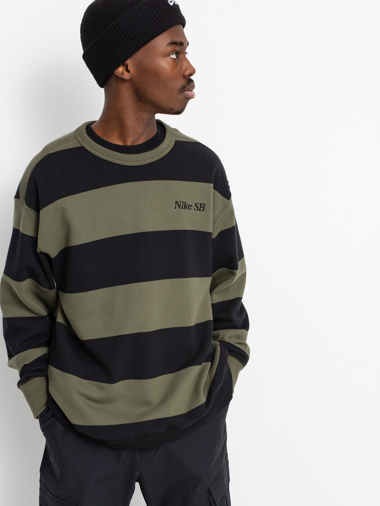 Nike SB Stripe Crew Sweatshirt (cargo khaki/black/black)