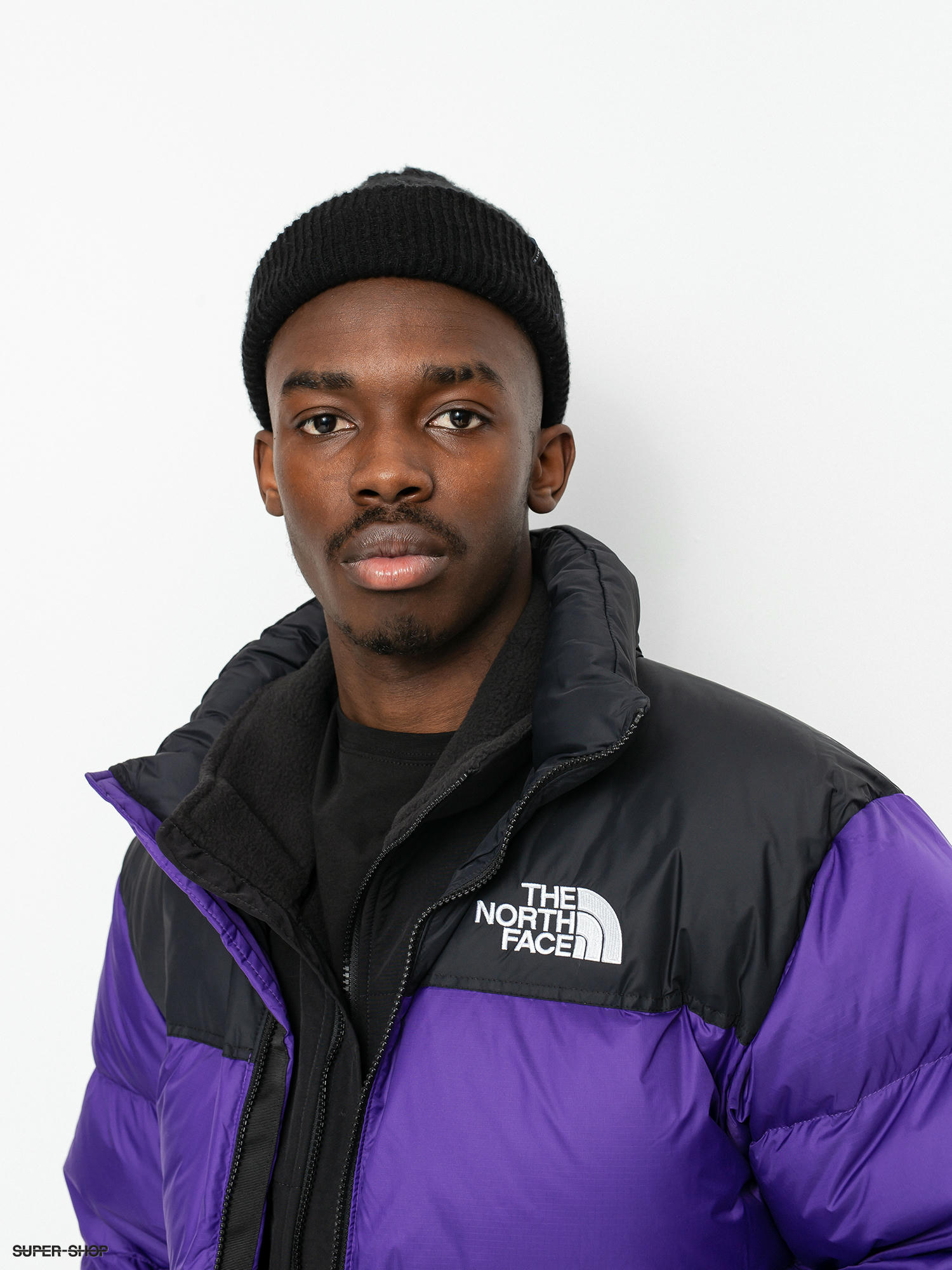 mens purple north face coat