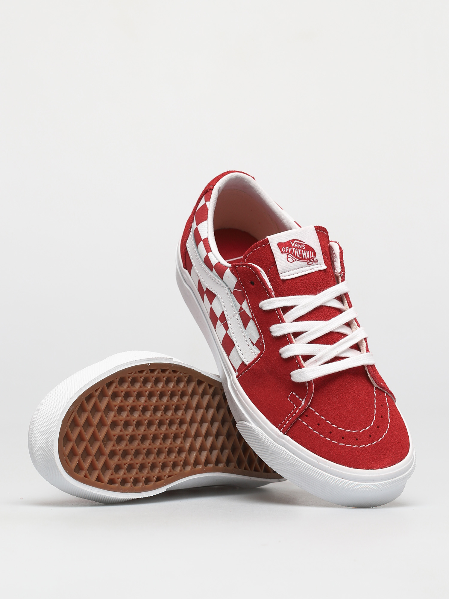 Vans Sk8 Low Shoes (canvas/suede racing red/checkerboard)