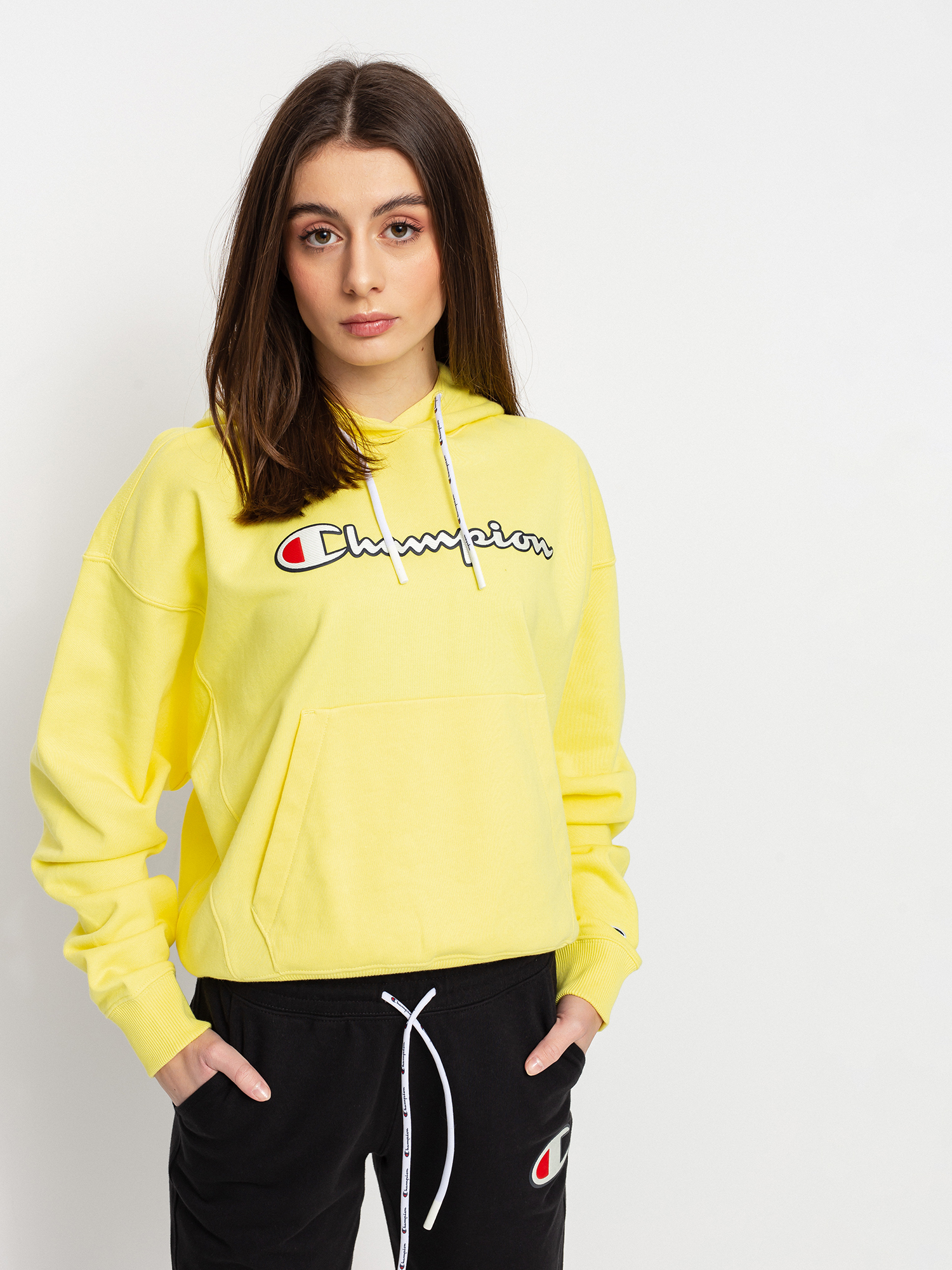 Hooded Sweatshirt Champion Yellow Crew Neck Sweater Sweatshirt