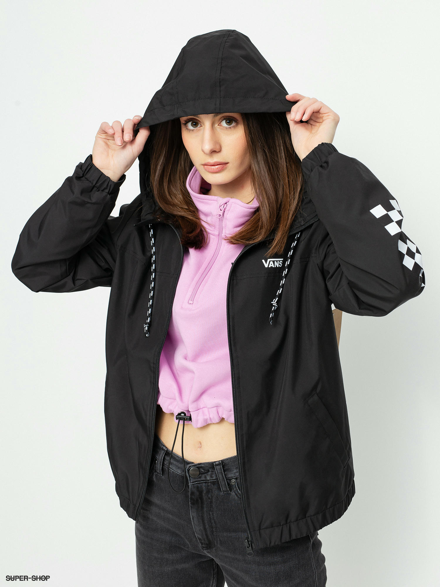 Vans kastle black shop womens windbreaker jacket