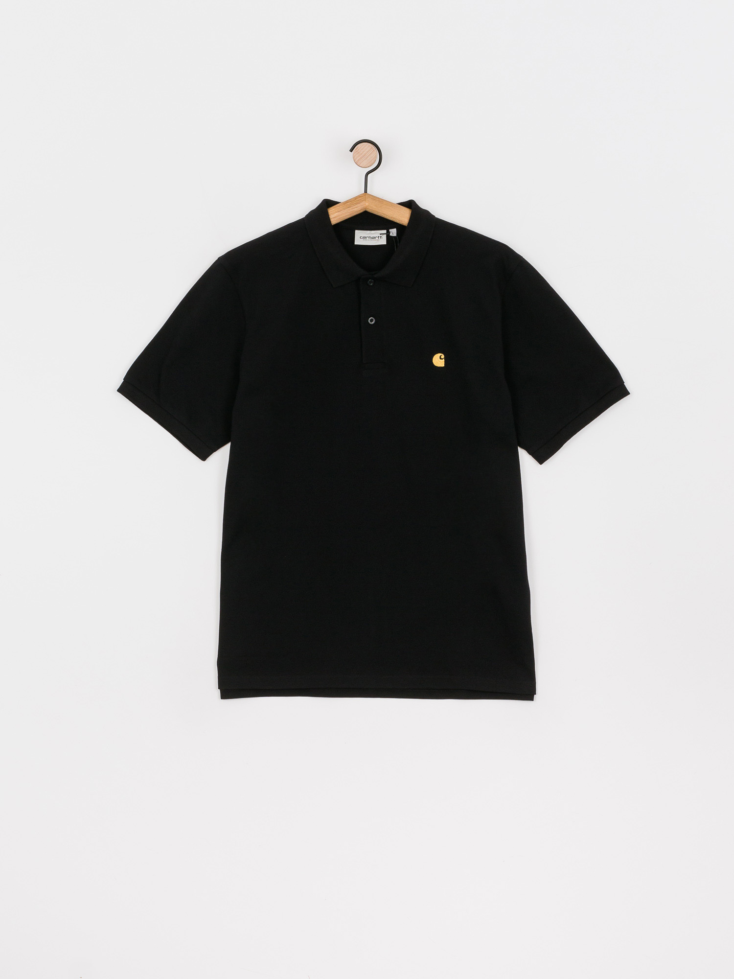 Carhartt WIP Chase Pique Polo t shirt black black gold