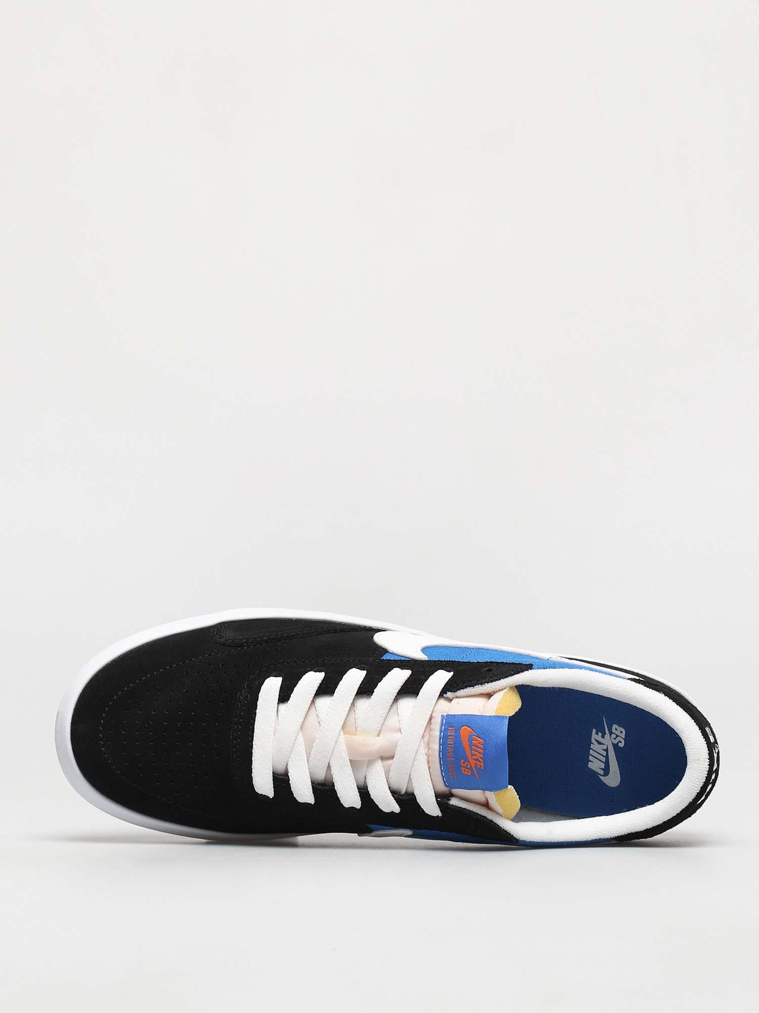 Nike SB Heritage Vulc Shoes (black/white signal blue safety orange)