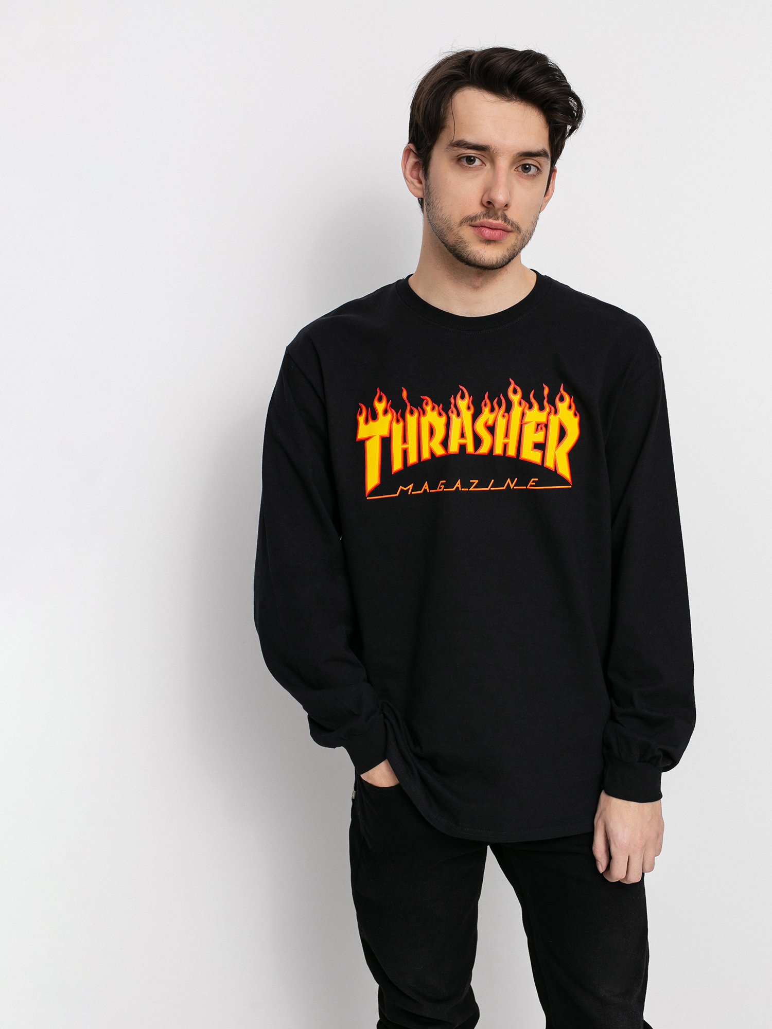 Thrasher Longsleeve Flame Logo (black)