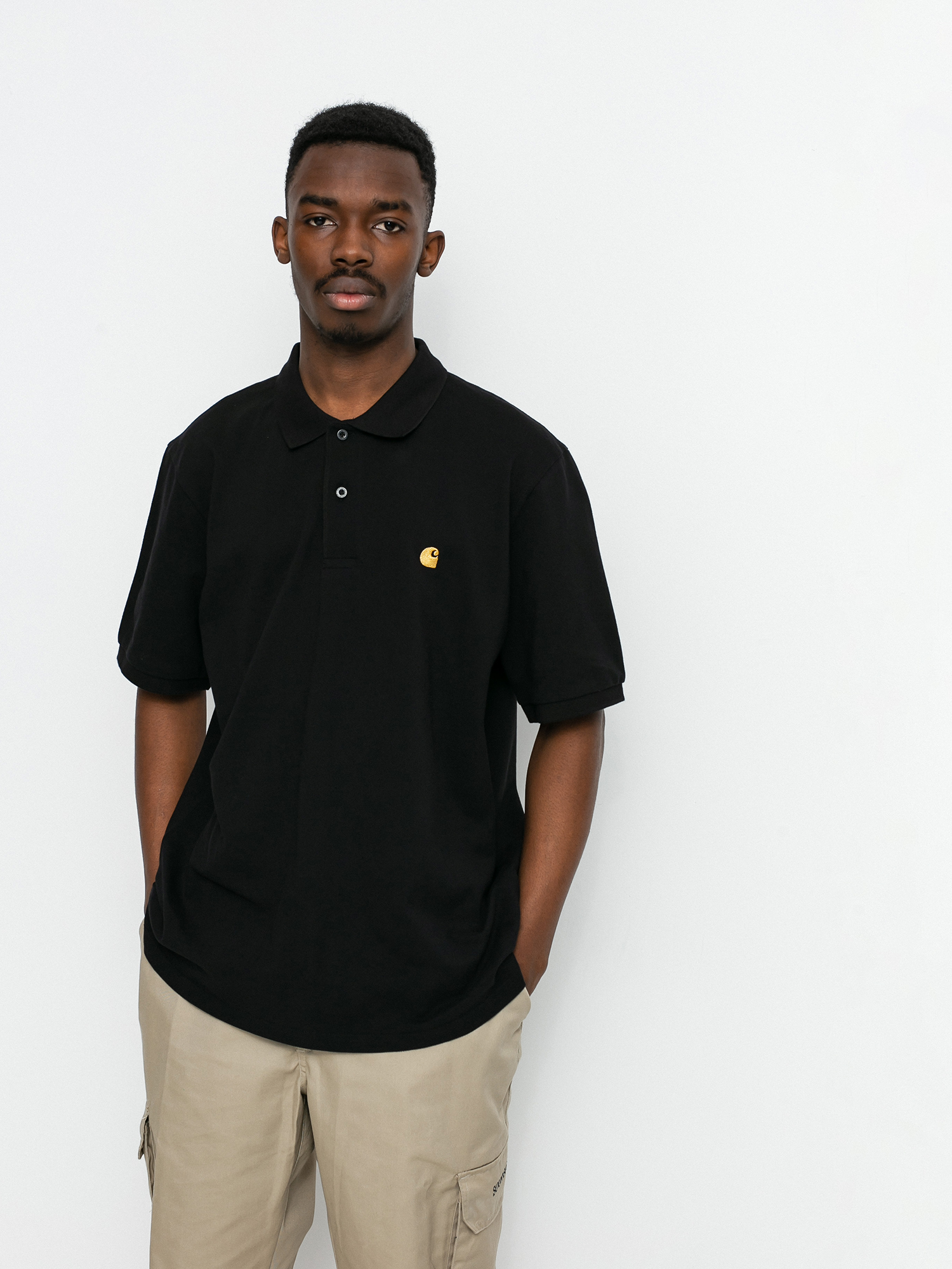Carhartt WIP Chase Pique Polo t-shirt - black (black/gold)