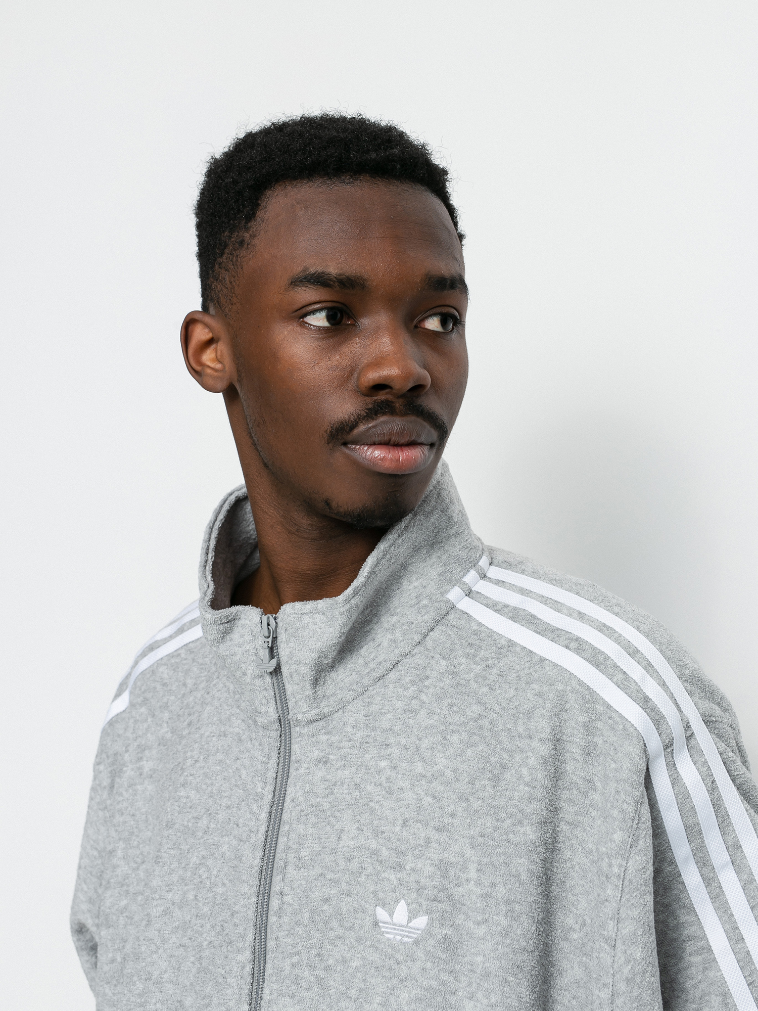 adidas Boucle Track Sweatshirt (mgreyh/white)