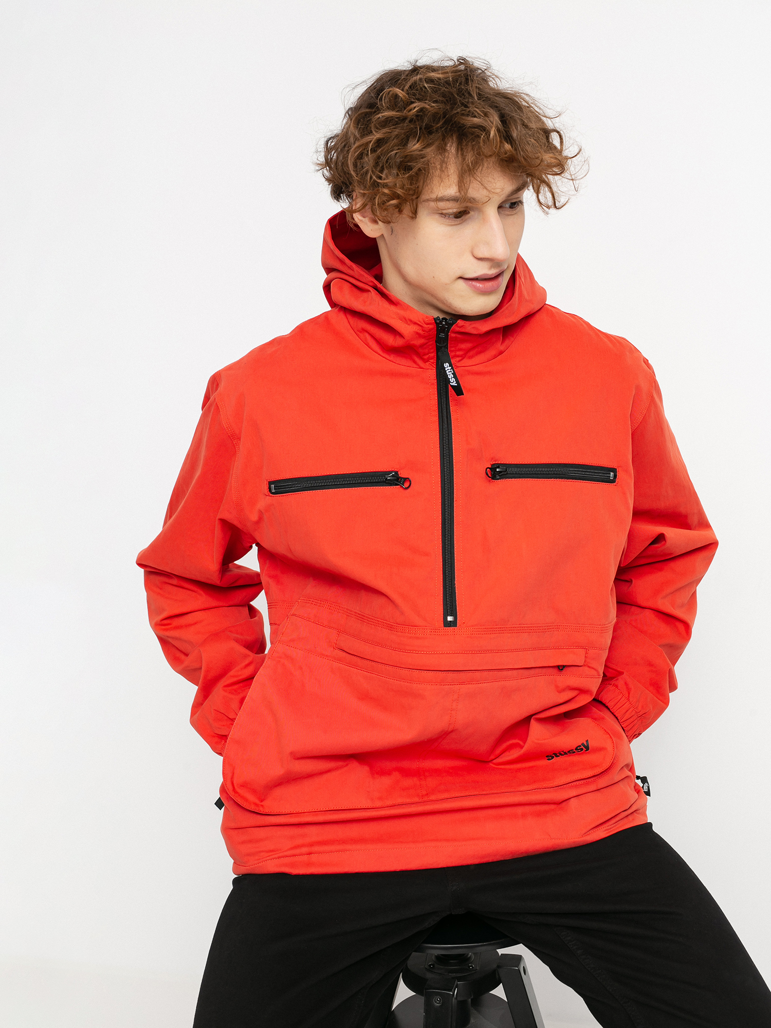 Stussy Big Pocket Anorak Jacket (red)
