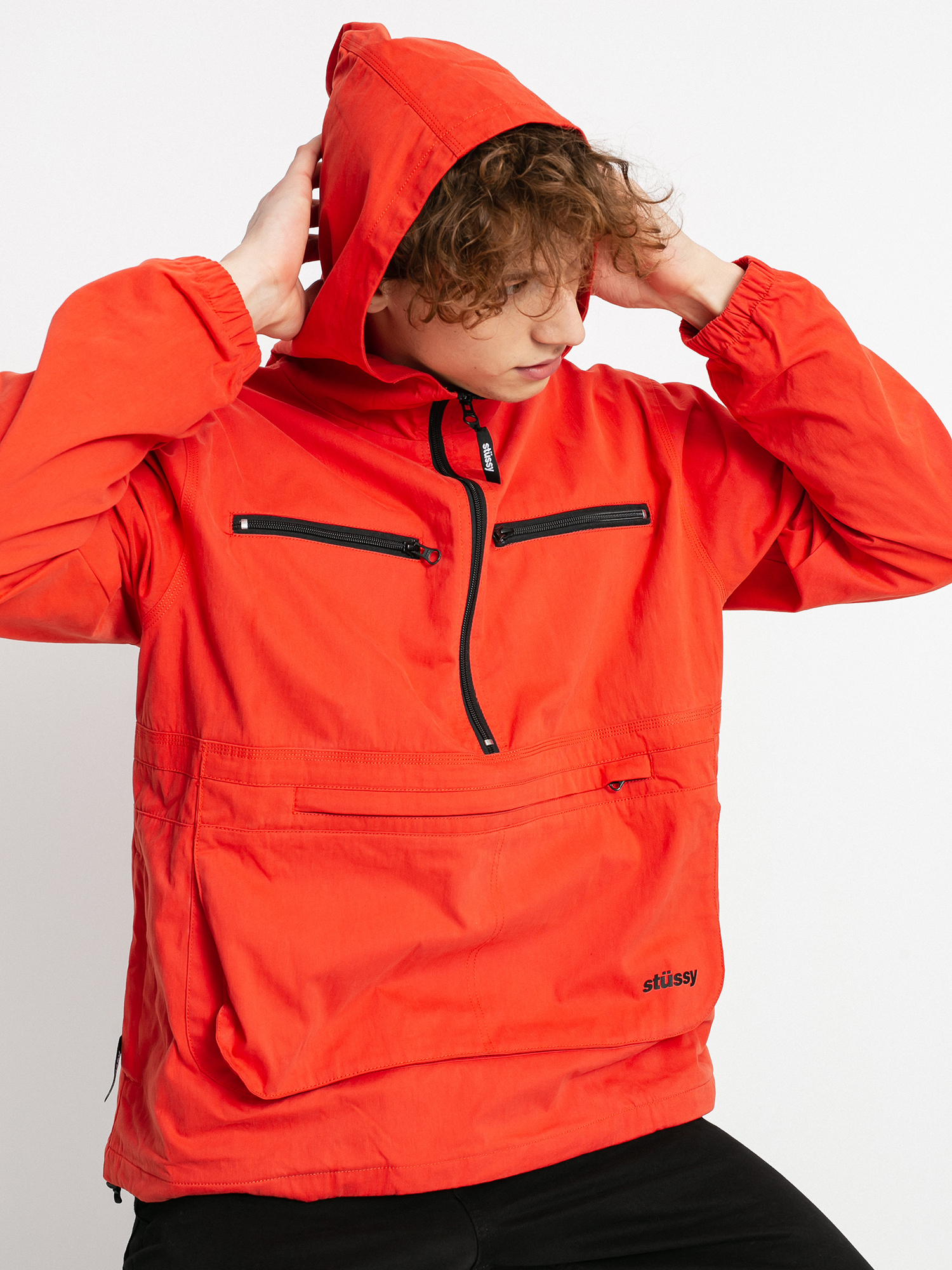 Stussy Big Pocket Anorak Jacket (red)