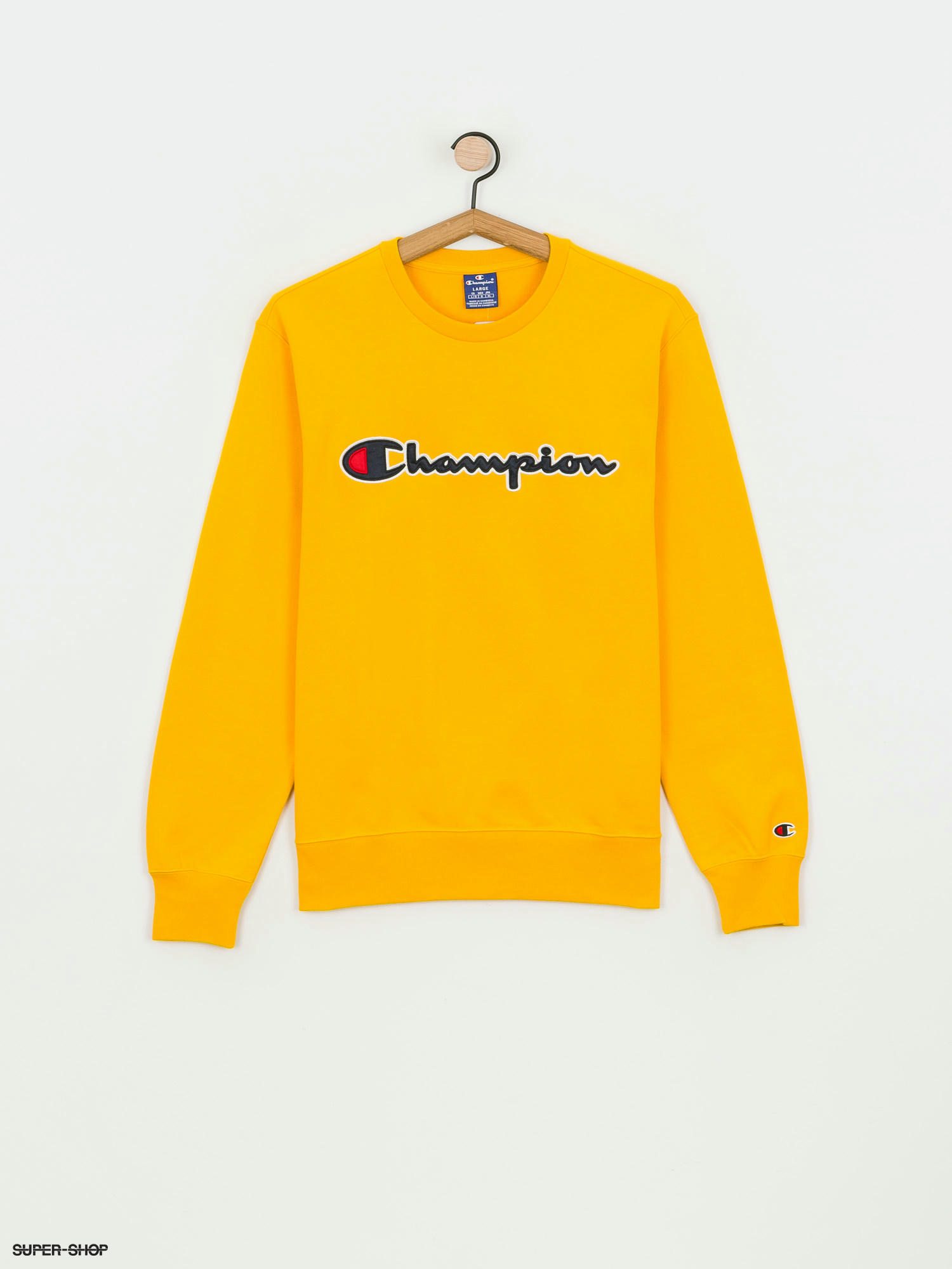 champion yellow crew neck sweatshirt