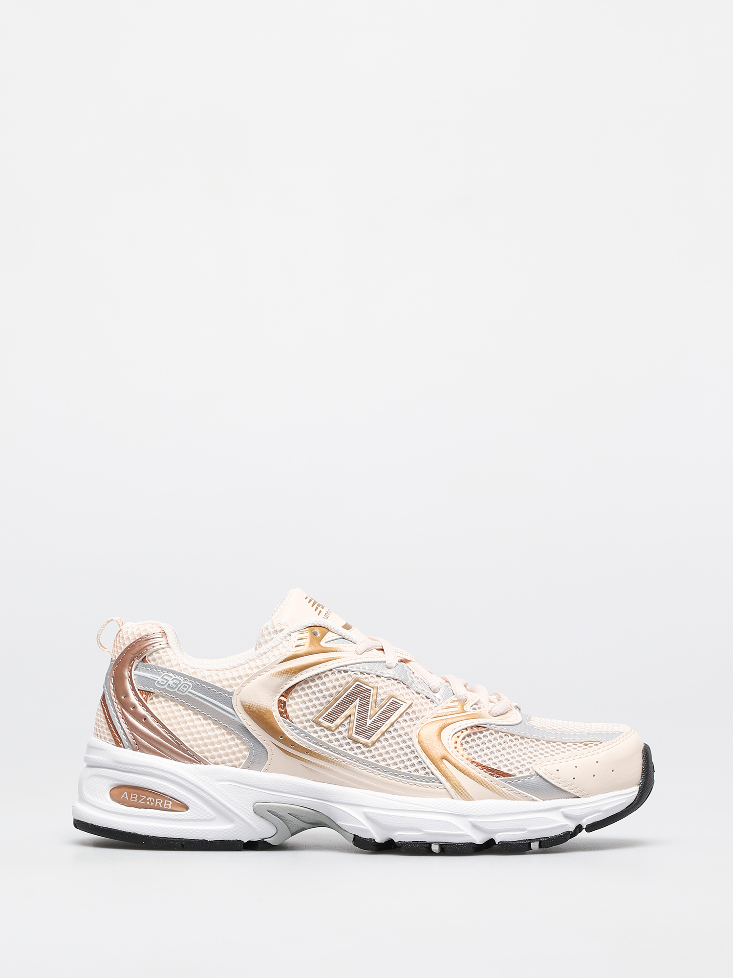 new balance 530 white and gold