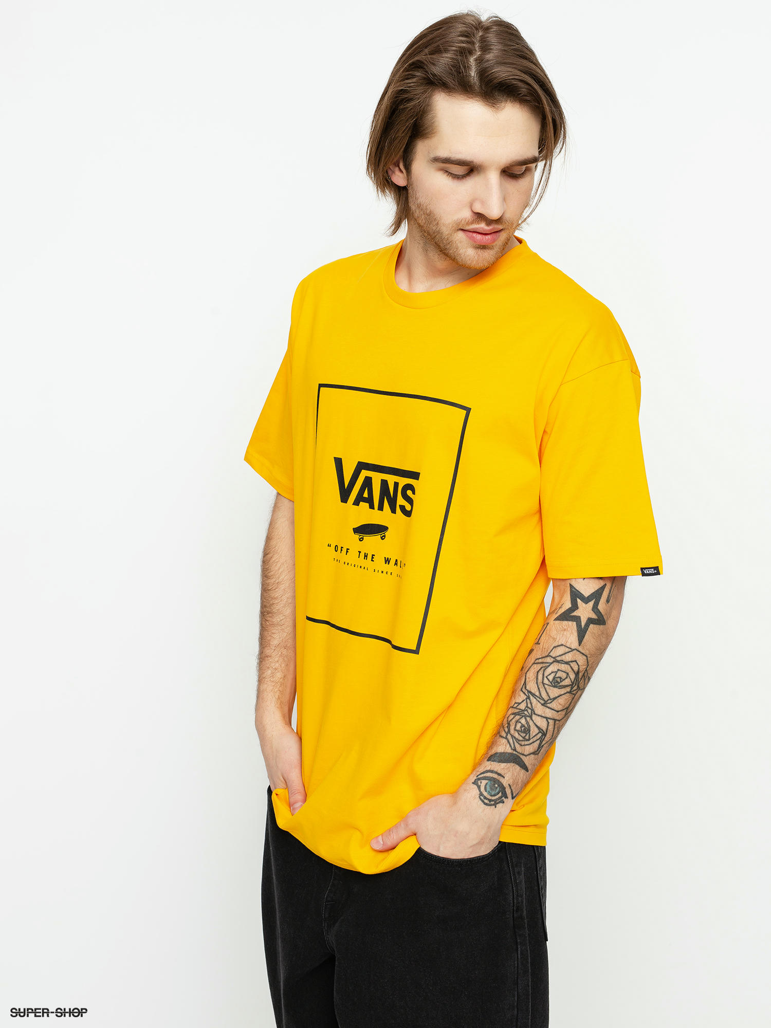 vans black and yellow shirt