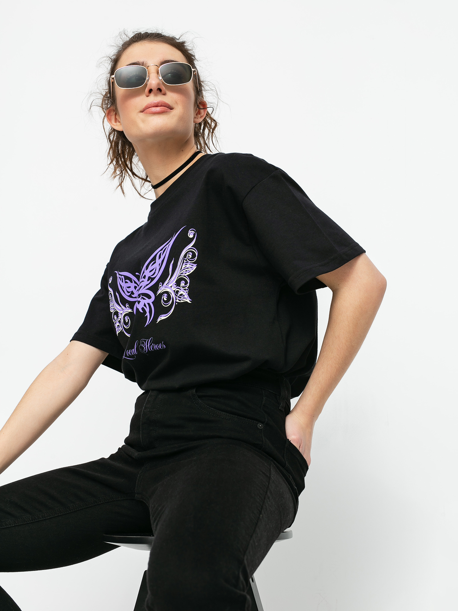 Local Heroes Butterfly Tribal T-shirt Wmn (black)