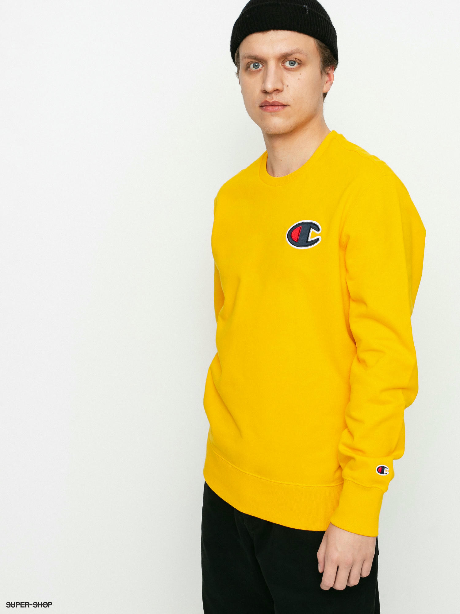 yellow champion crewneck sweatshirt